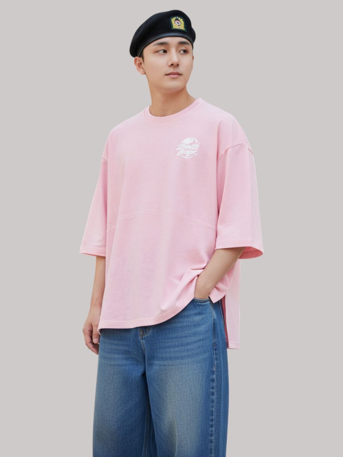 지블랙(ZBLACK) 제니스 블랙 UNIVERSAL EARTH7부 티셔츠(PINK)