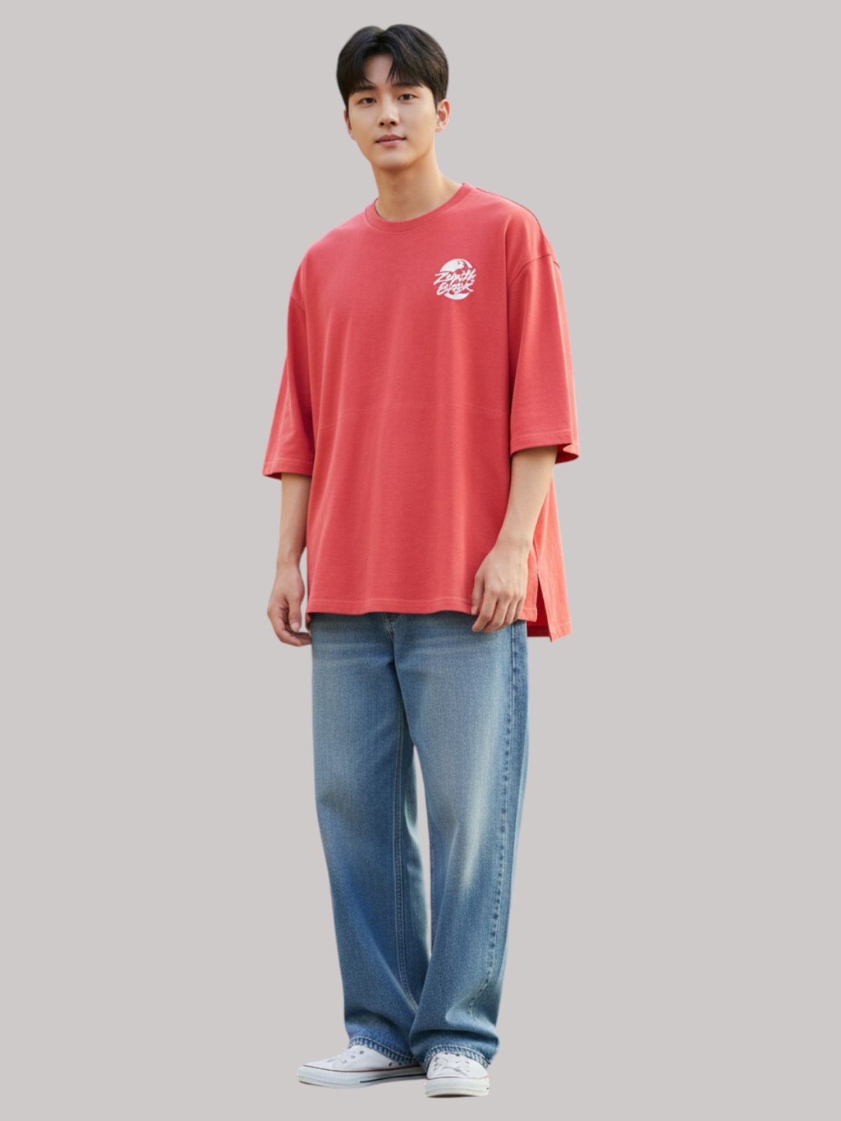 지블랙(ZBLACK) 제니스 블랙 UNIVERSAL EARTH7부 티셔츠(CORAL RED)