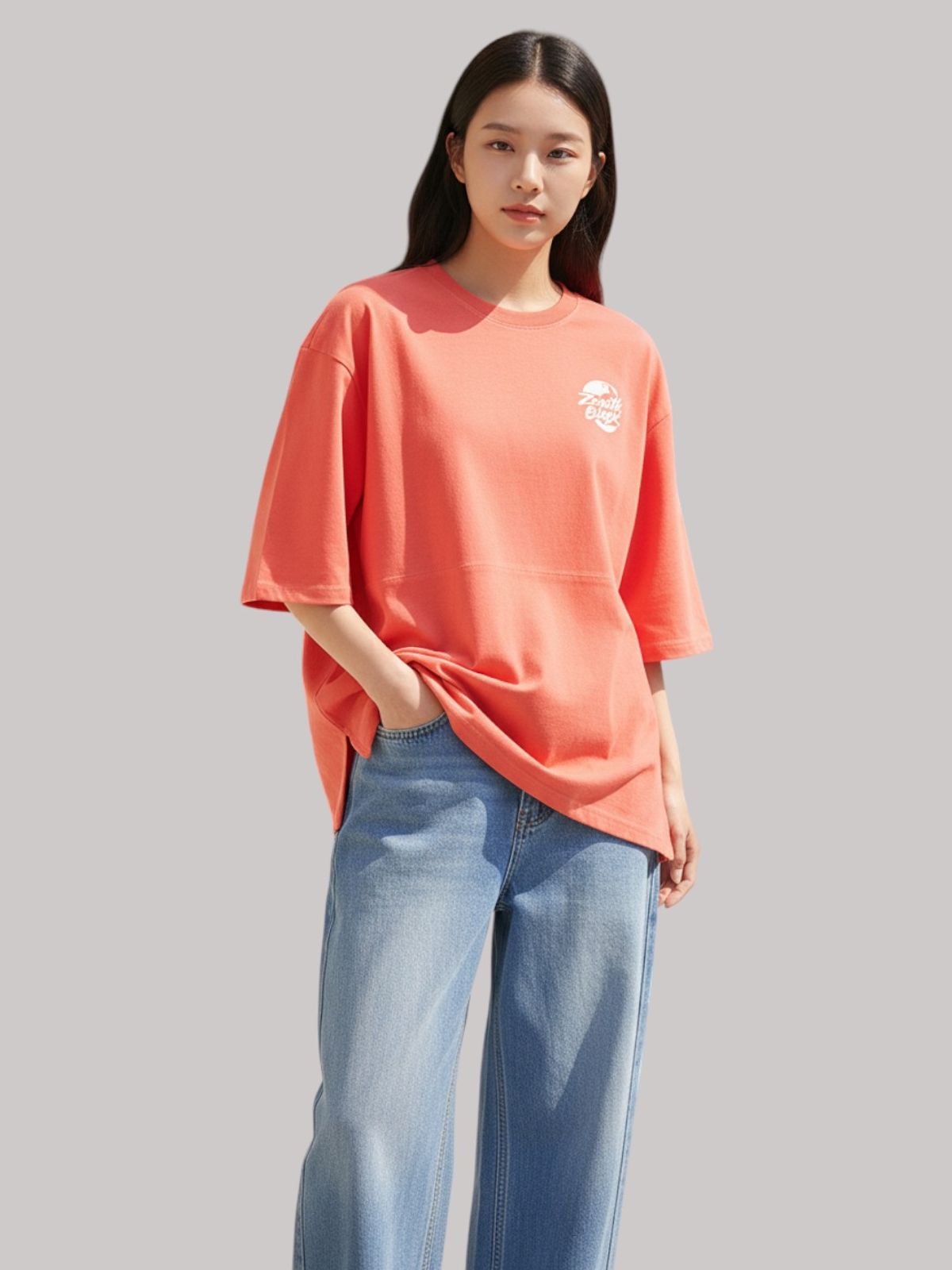 지블랙(ZBLACK) 제니스 블랙 UNIVERSAL EARTH7부 티셔츠(CORAL RED)