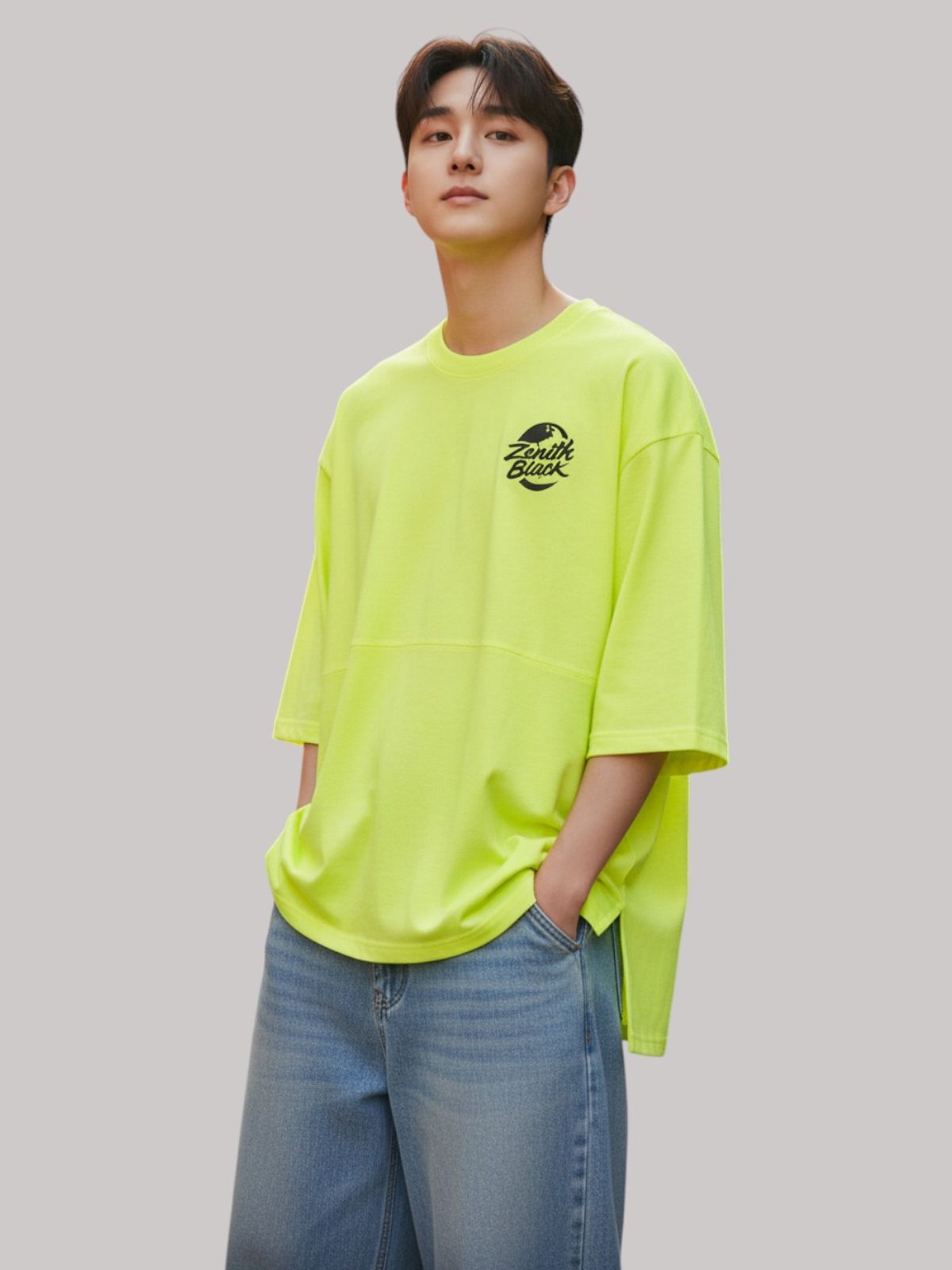 지블랙(ZBLACK) 제니스 블랙 UNIVERSAL EARTH7부 티셔츠(NEON YELLOW)
