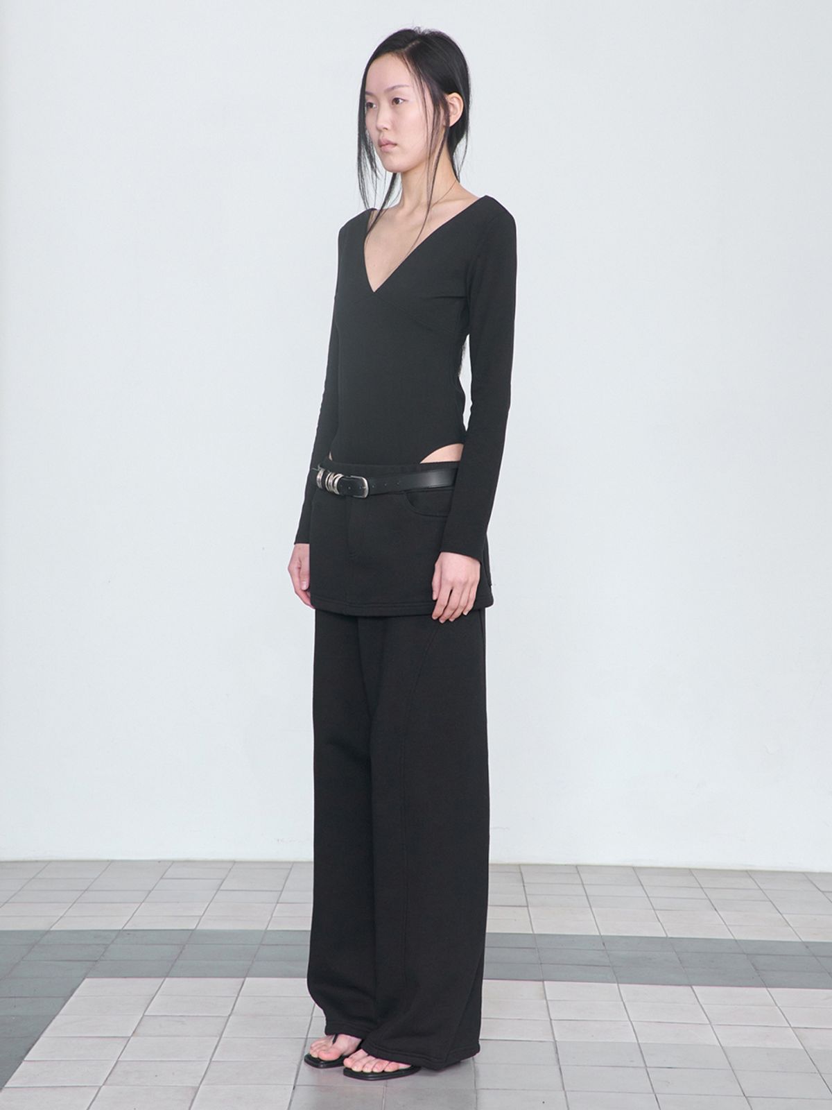 세릭(CERRIC) Skirt Layered Sweatpants _ Black