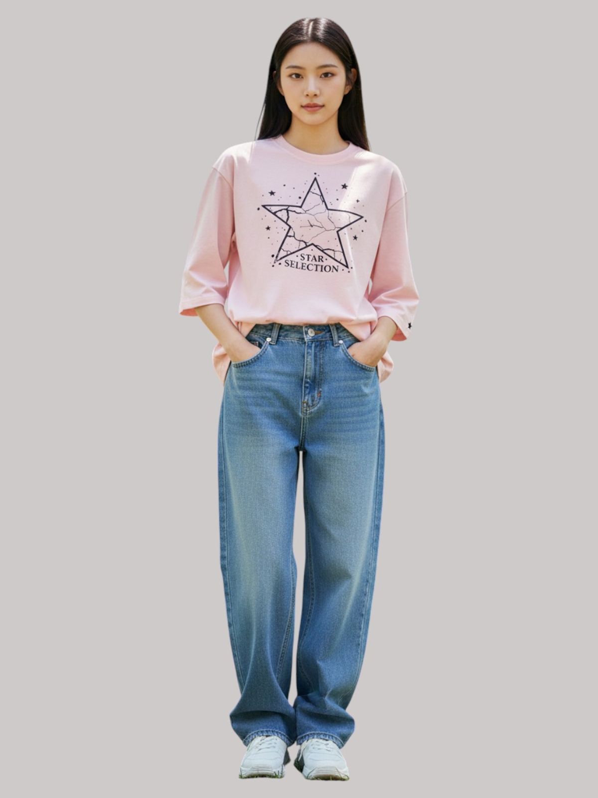 지블랙(ZBLACK) 스타셀렉션 WITH STAR 7부 티셔츠(PINK)