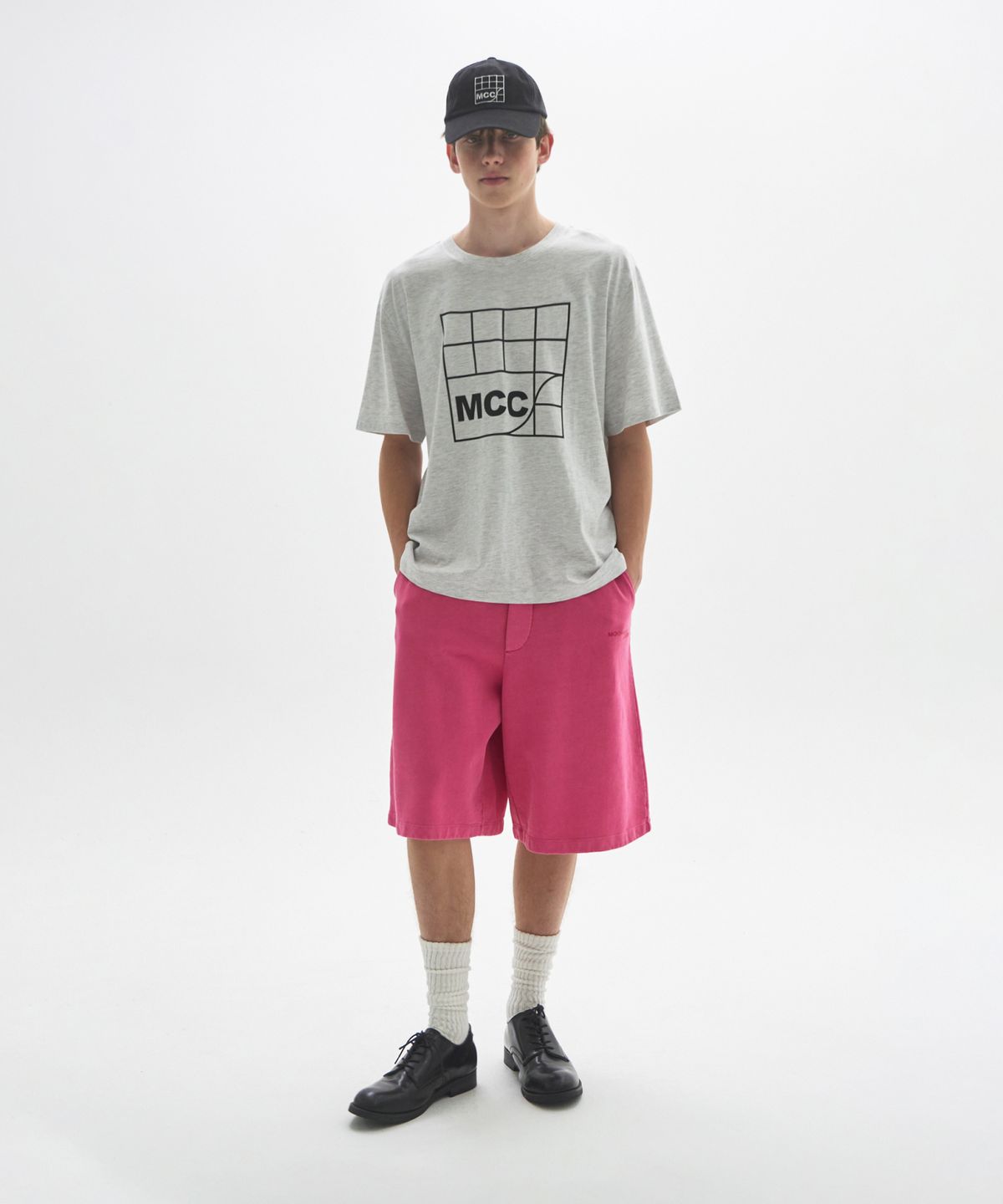 문선 아카이브(MOONSUN ARCHIVE) M.C UNISEX, Logo Pigment-Dyed Sweat Shorts / PINK