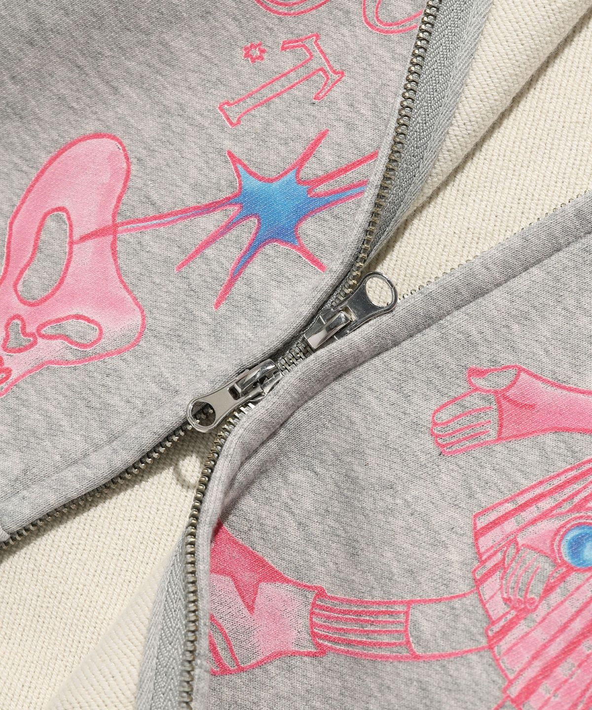 나이스고스트클럽(NICEGHOSTCLUB) STAR SHOES GIRL HOODIE ZIP UP_LIGHT GREY(NG2GSUM481A)