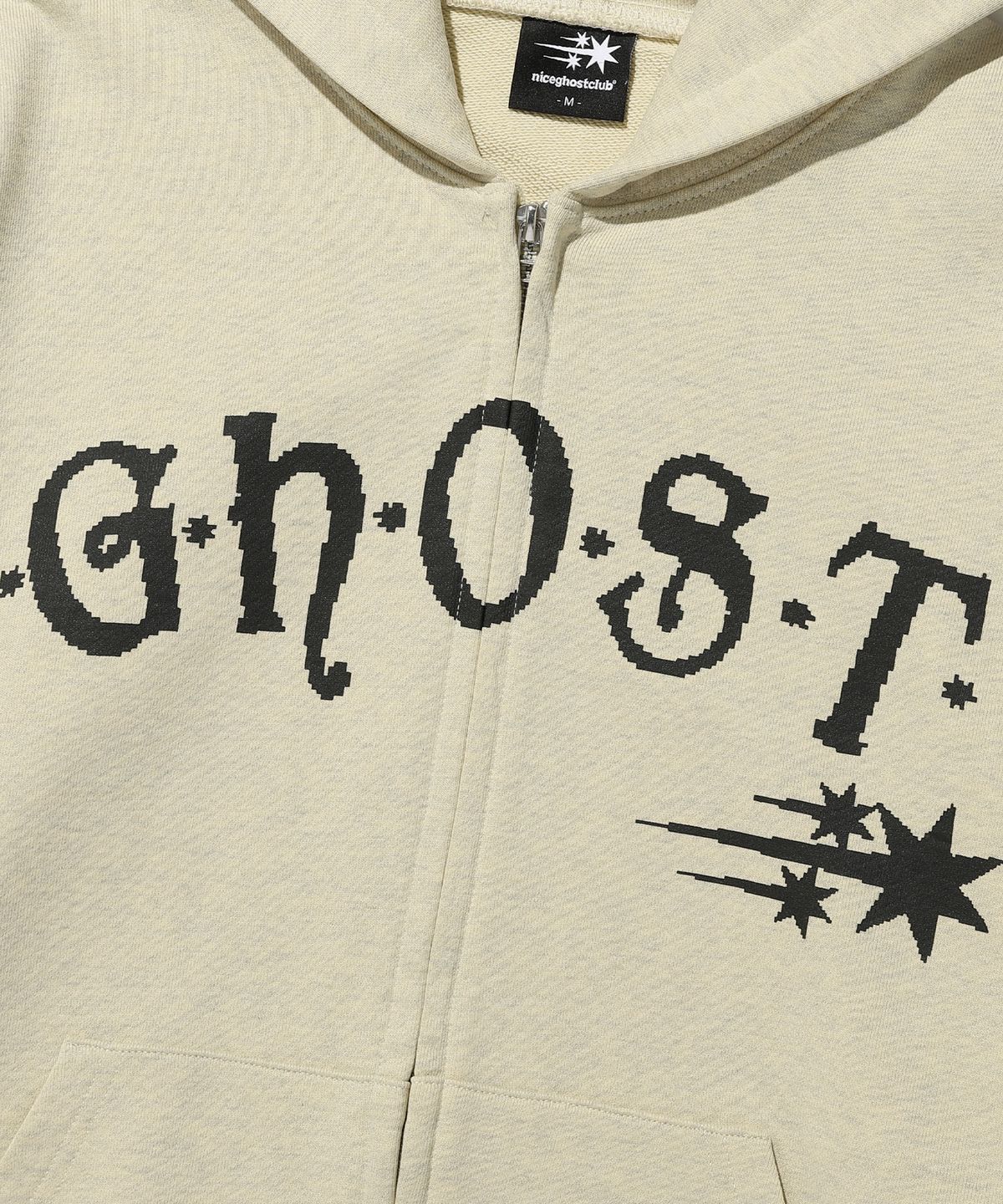 나이스고스트클럽(NICEGHOSTCLUB) GHOST BITMAP HOODIE ZIP UP_YELLOW(NG2GSUM482A)