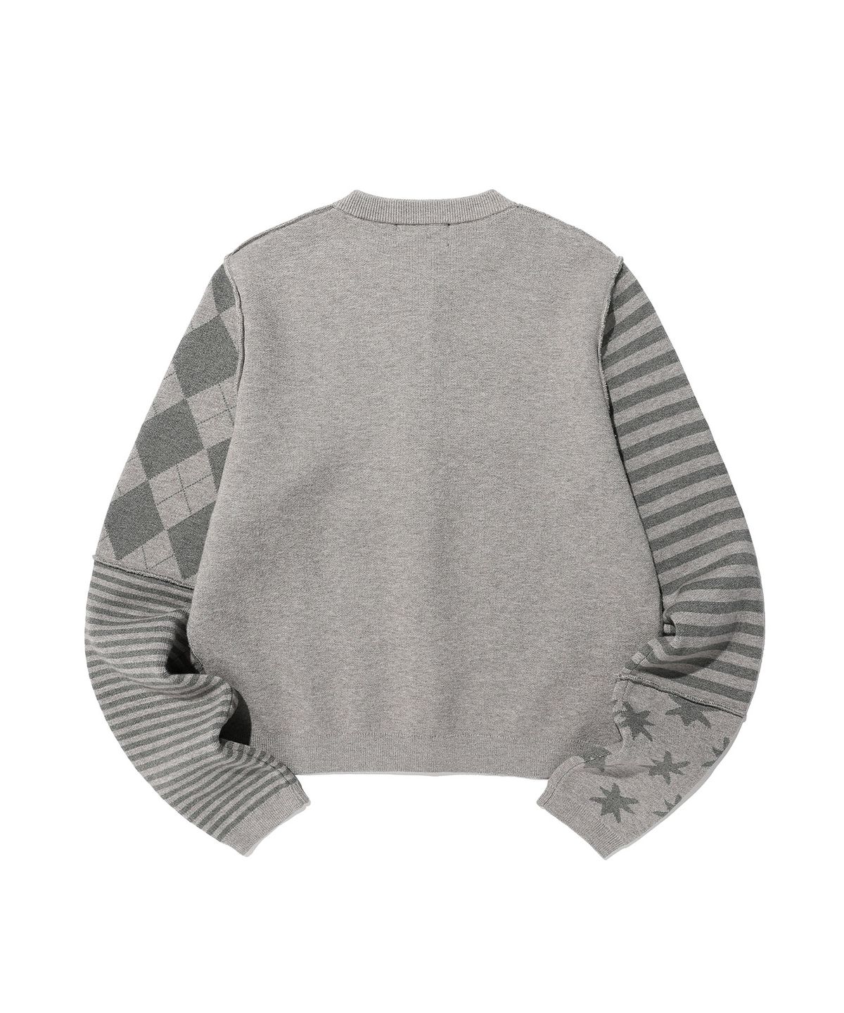 나이스고스트클럽(NICEGHOSTCLUB) PATCHWORK KNIT CARDIGAN_GREY(NG2GSUK681A)