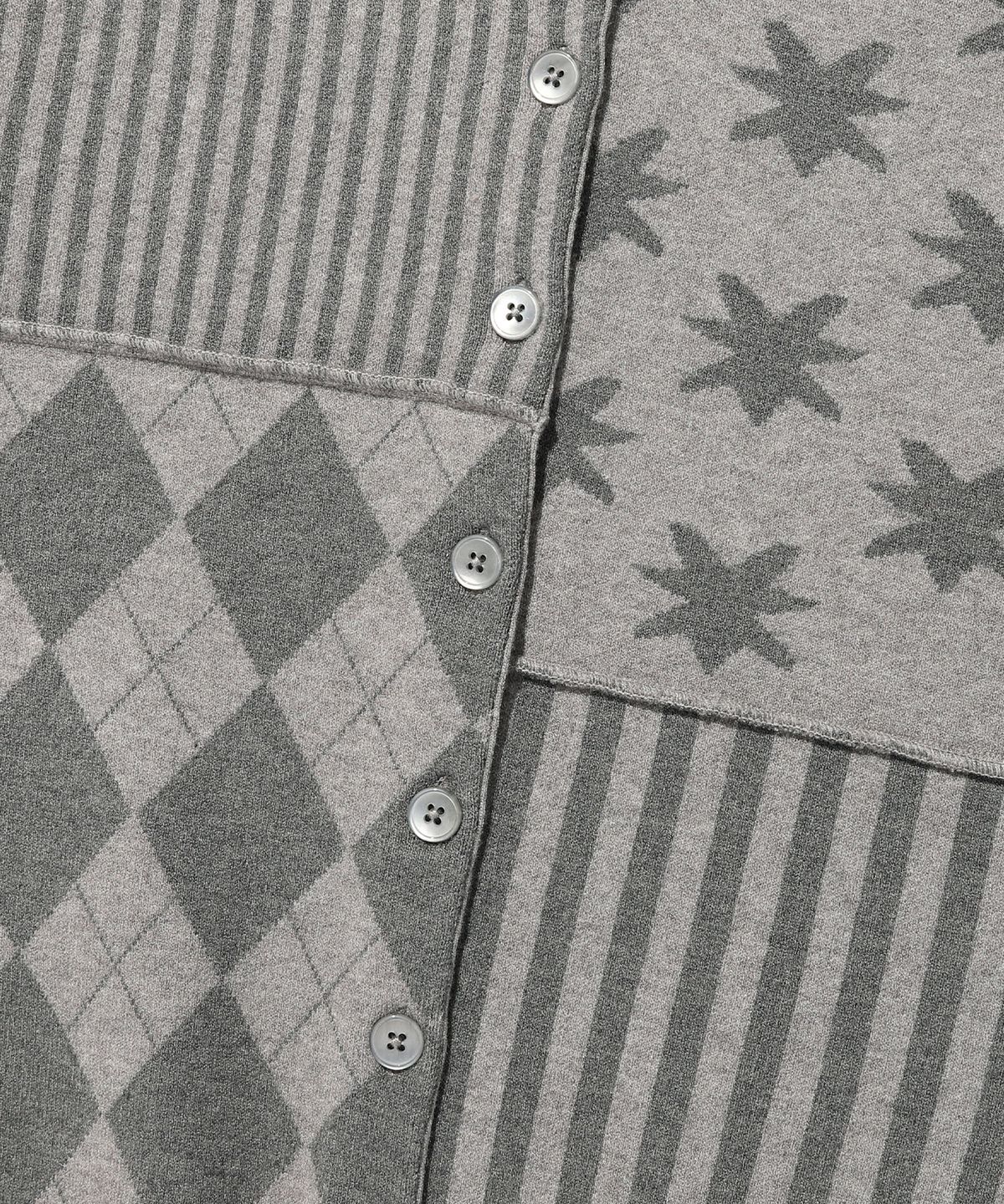 나이스고스트클럽(NICEGHOSTCLUB) PATCHWORK KNIT CARDIGAN_GREY(NG2GSUK681A)