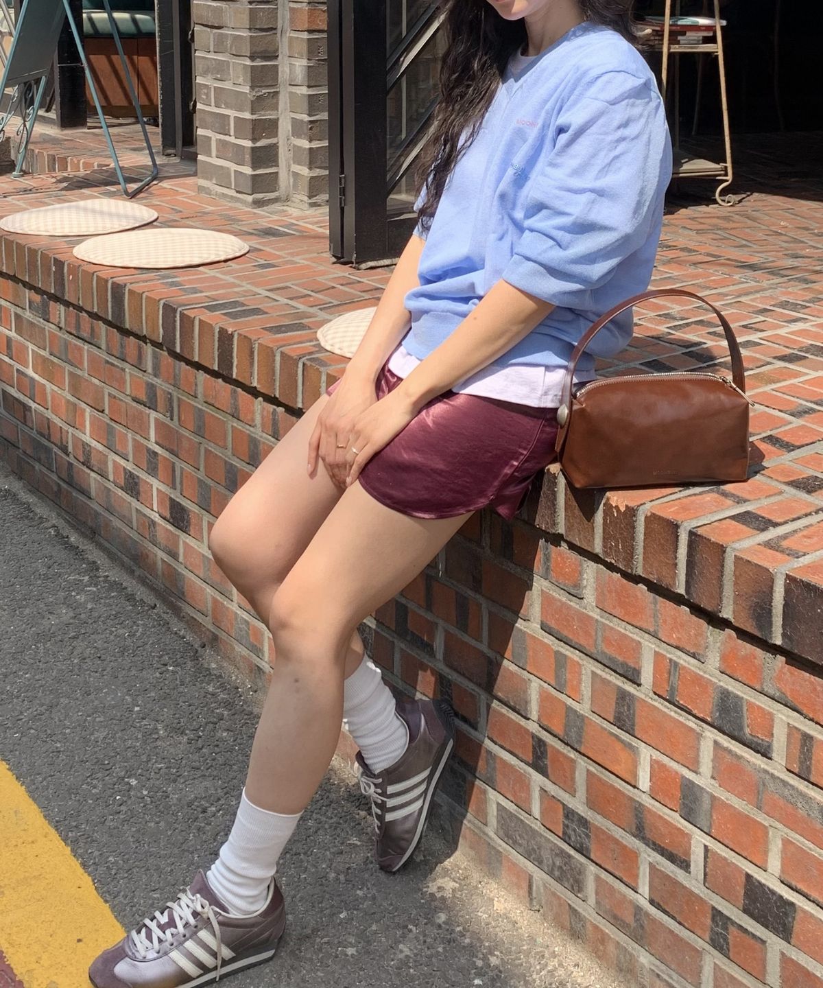 문선 아카이브(MOONSUN ARCHIVE) M.C UNISEX, Logo Sheer V Neck Knit / BLUE