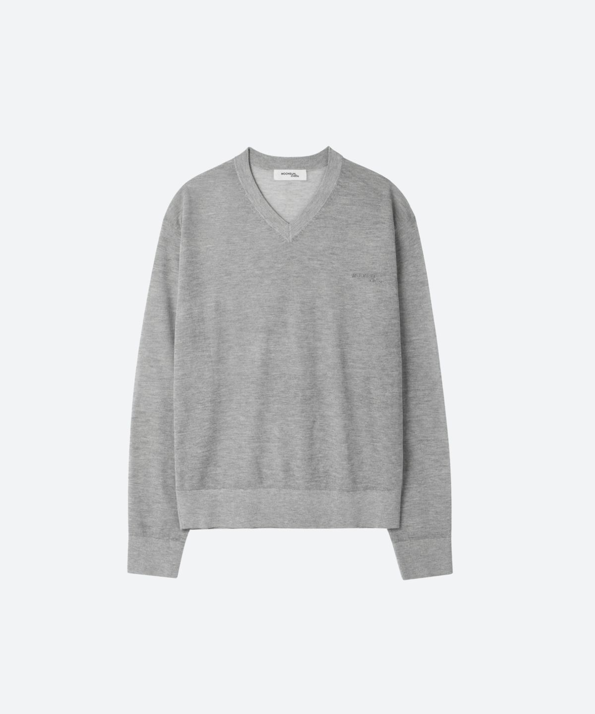 문선 아카이브(MOONSUN ARCHIVE) M.C UNISEX, Logo Sheer V Neck Knit / GRAY