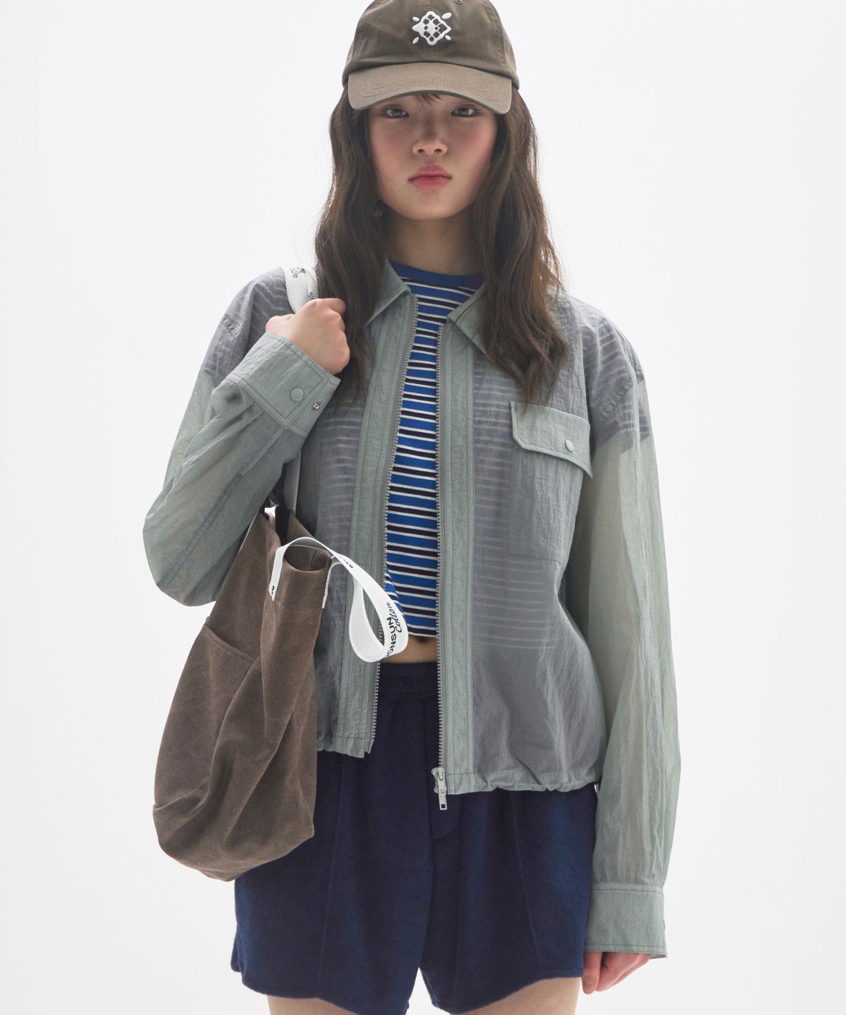 문선 아카이브(MOONSUN ARCHIVE) M.C UNISEX, Sheer Zip-Up Shacket / GRAY