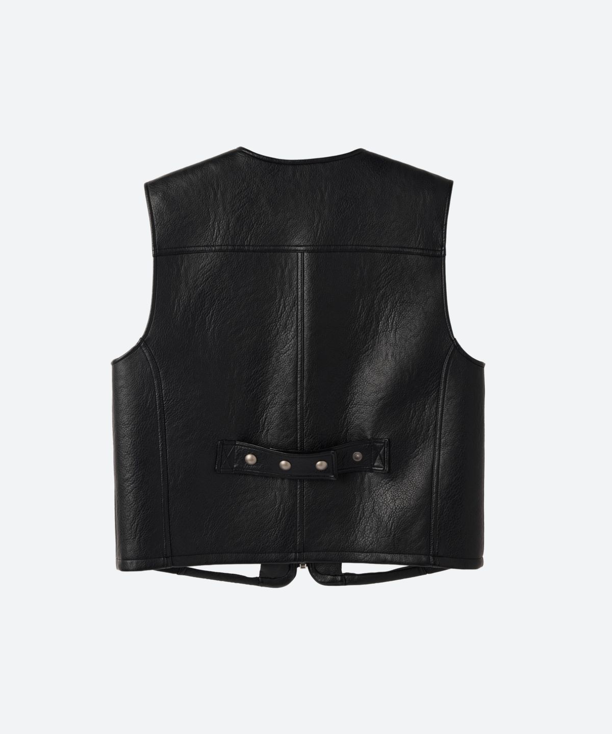 문선 아카이브(MOONSUN ARCHIVE) UNISEX, Bold Zipper Detail Leather Vest / BLACK
