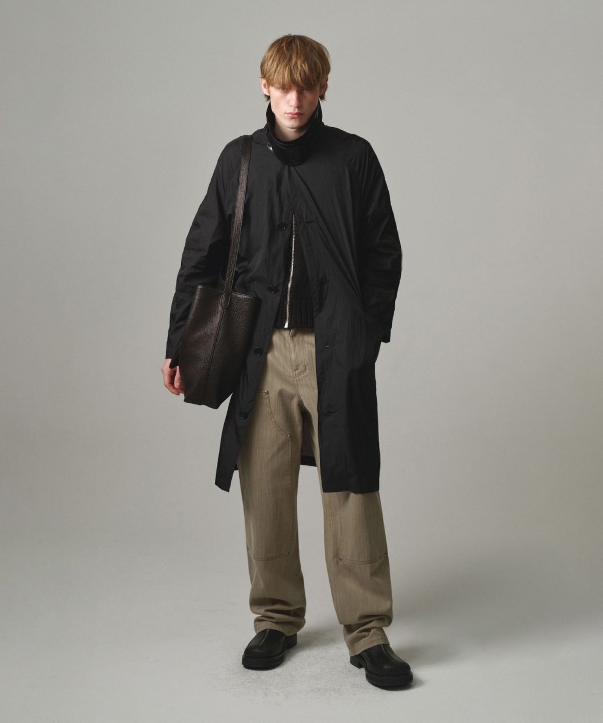 문선(MOONSUN) UNISEX, Oversized Sheer Nylon Coat / BLACK