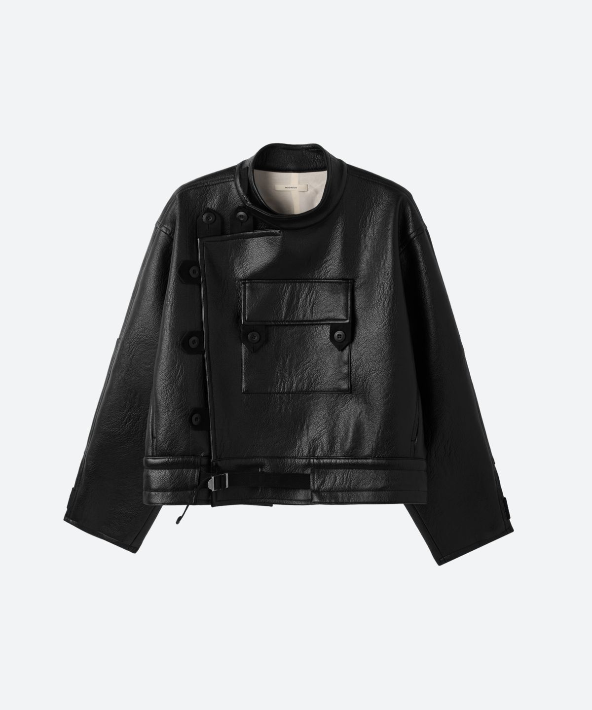 문선(MOONSUN) UNISEX, Swedish Motorcycle Leather Jacket / BLACK