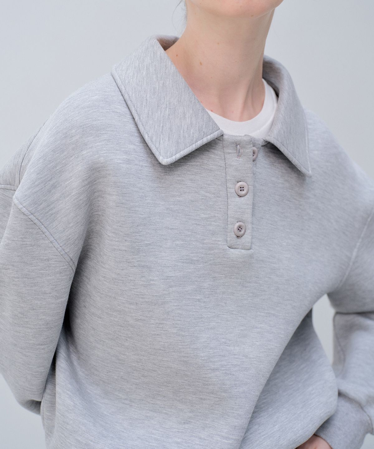 노티아(NOTIA) PK COLLAR SWEATSHIRT - MELANGE GRAY