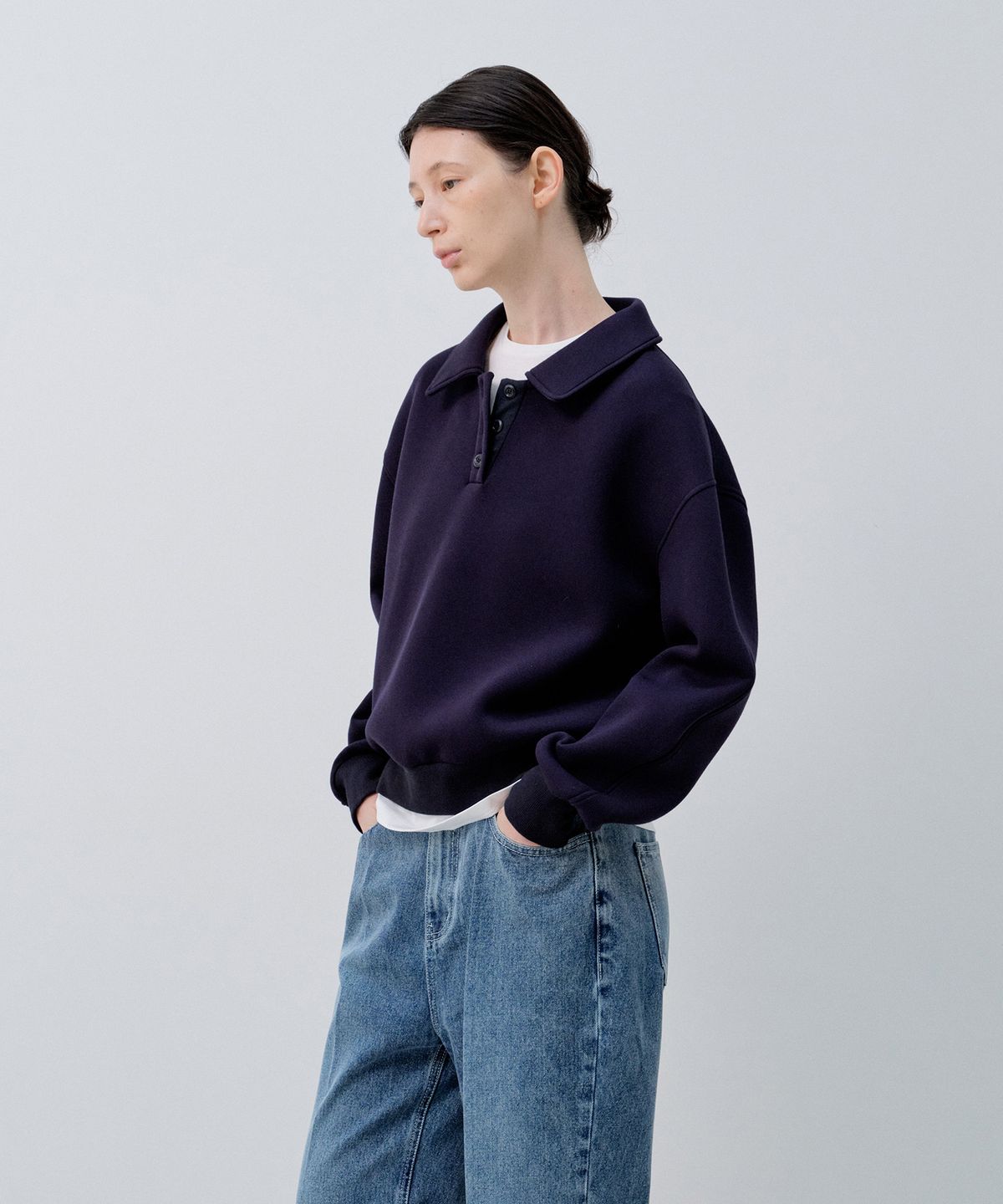 노티아(NOTIA) PK COLLAR SWEATSHIRT - NAVY