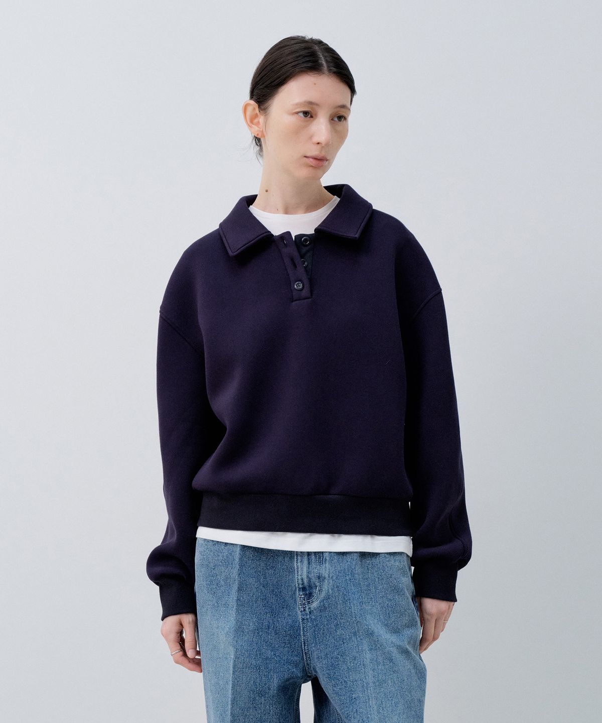 노티아(NOTIA) PK COLLAR SWEATSHIRT - NAVY