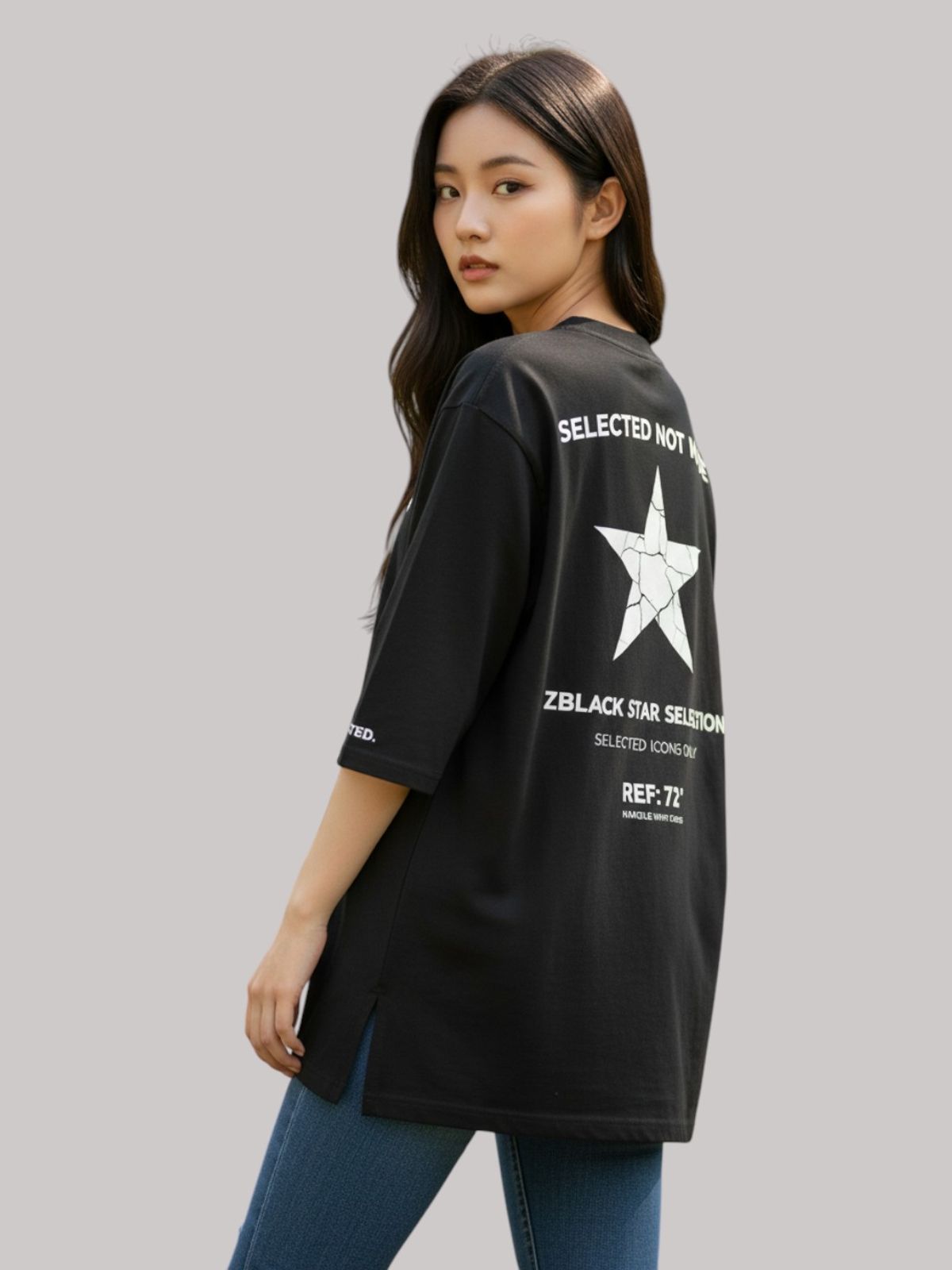 지블랙(ZBLACK) 스타셀렉션 DOUBLE STAR 7부 티셔츠(BLACK)