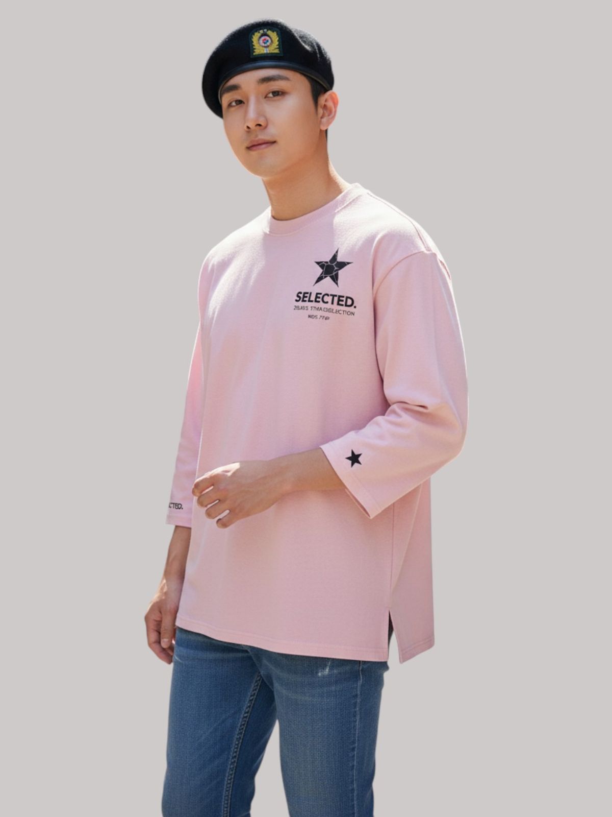 지블랙(ZBLACK) 스타셀렉션 DOUBLE STAR 7부 티셔츠(PINK)