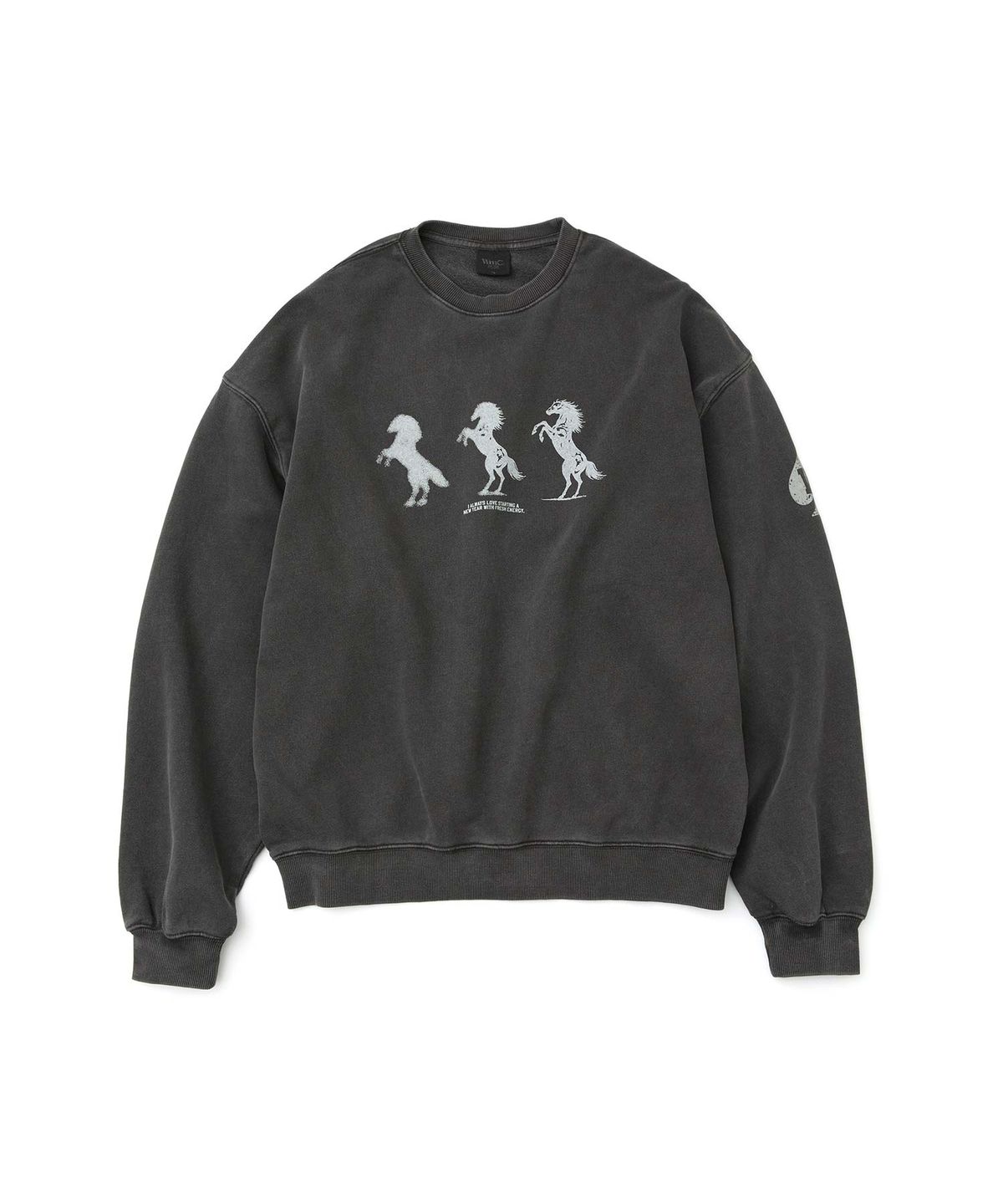 더블유엠씨(WMC) 와일드홀스 크롭 맨투맨_CHARCOAL GREY