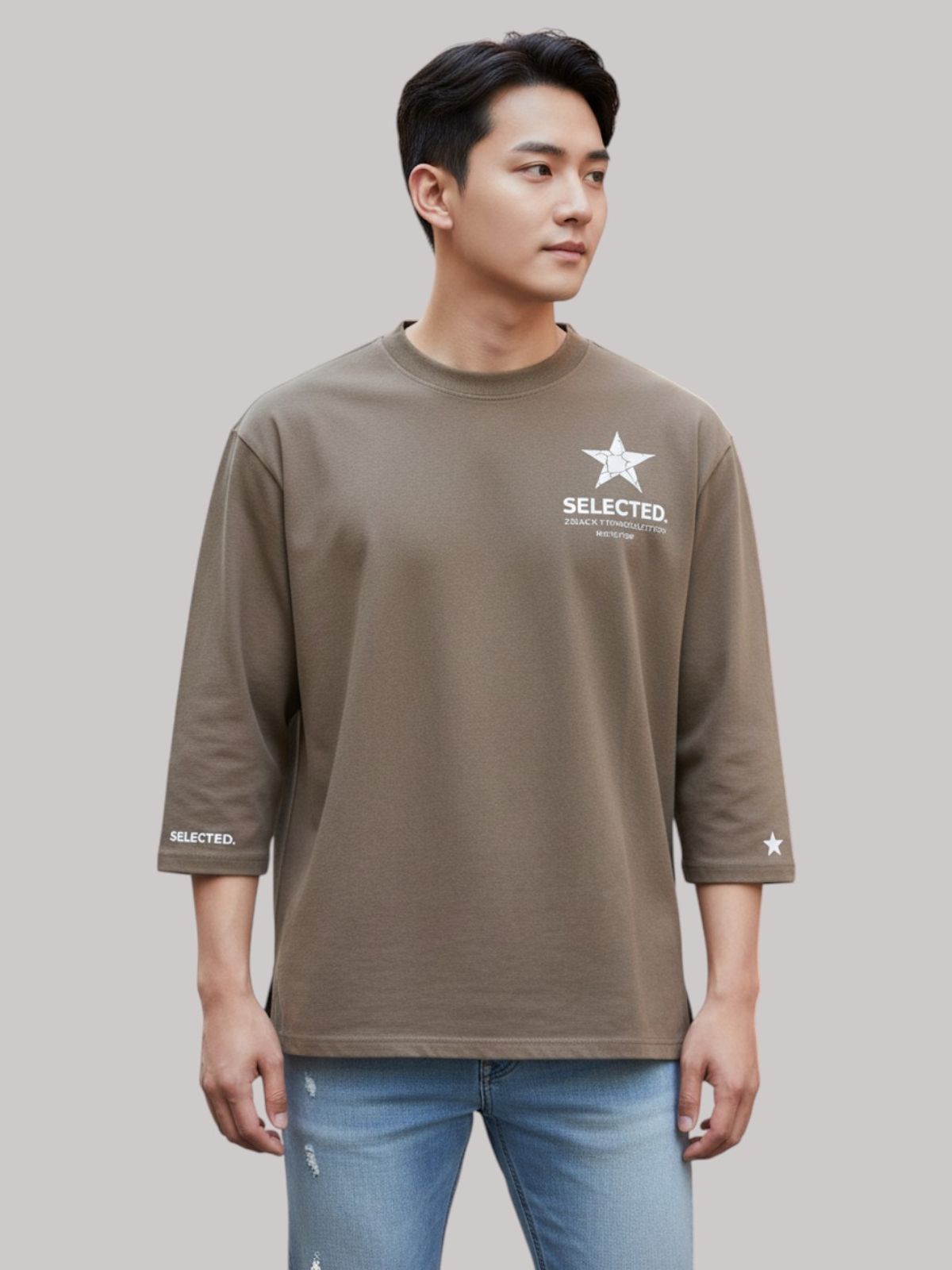 지블랙(ZBLACK) 스타셀렉션 DOUBLE STAR 7부 티셔츠(DUST BEIGE)