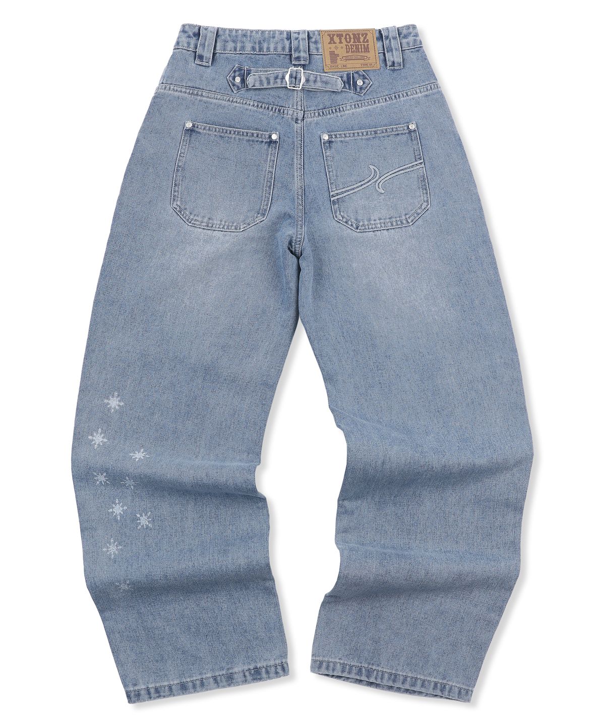 엑스톤즈(XTONZ) XP324 플로트 와이드 데님 팬츠 (BLUE)