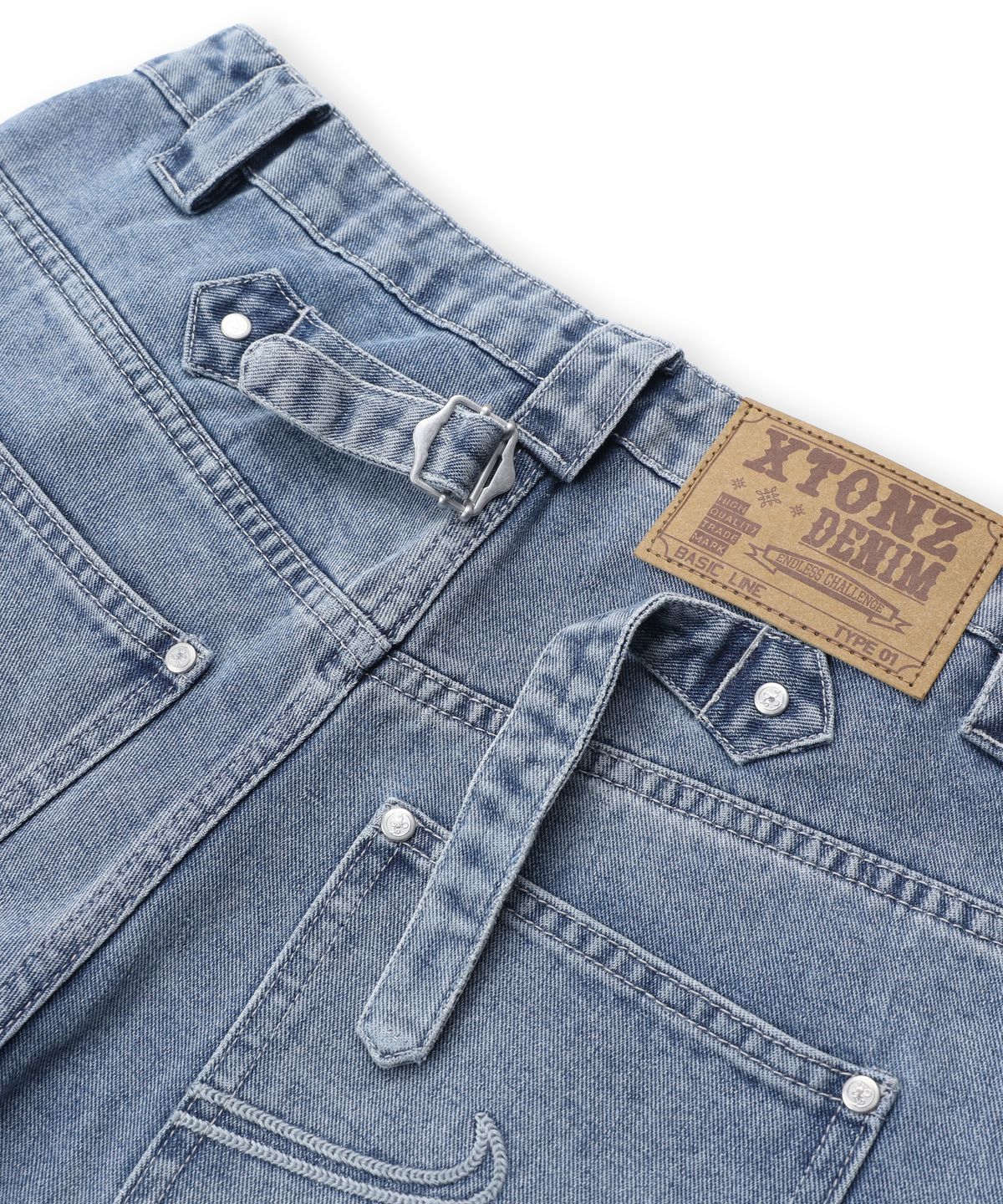 엑스톤즈(XTONZ) XP324 플로트 와이드 데님 팬츠 (BLUE)