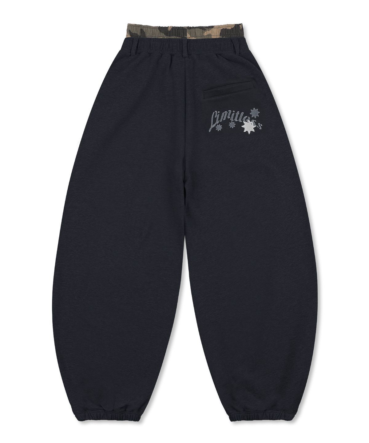 엑스톤즈(XTONZ) XP328 카모 레이어드 벌룬 스웨트 팬츠 (BLACK)