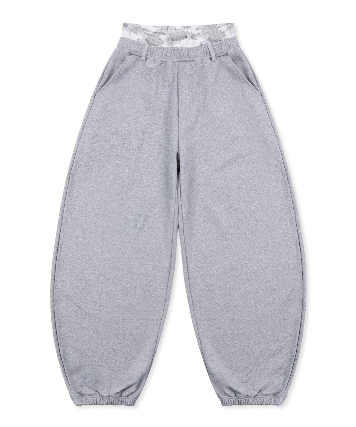 엑스톤즈(XTONZ) XP328 카모 레이어드 벌룬 스웨트 팬츠 (GRAY)