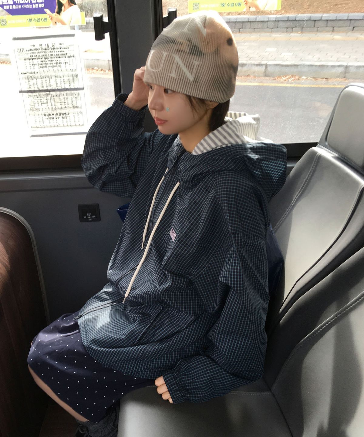 코드그라피(CGP) 체크 후드 점퍼-다크 네이비