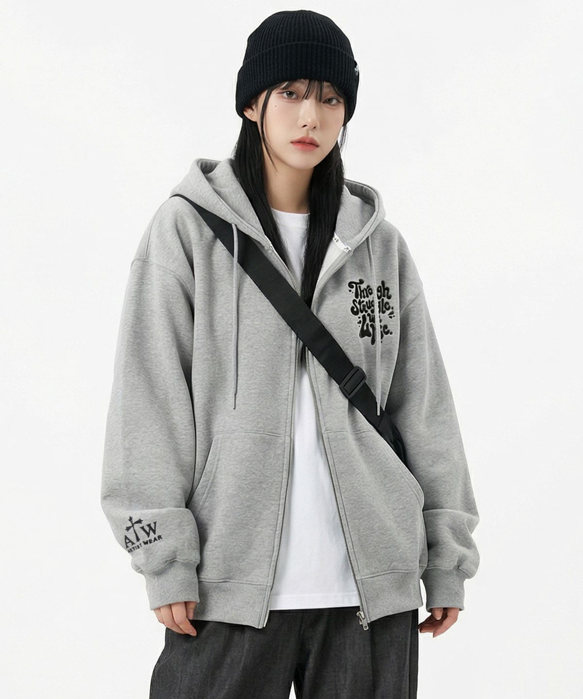 아티스트웨어(ARTISTWEAR) [ATW] 스루라이즈 후드집업- 2COLOR