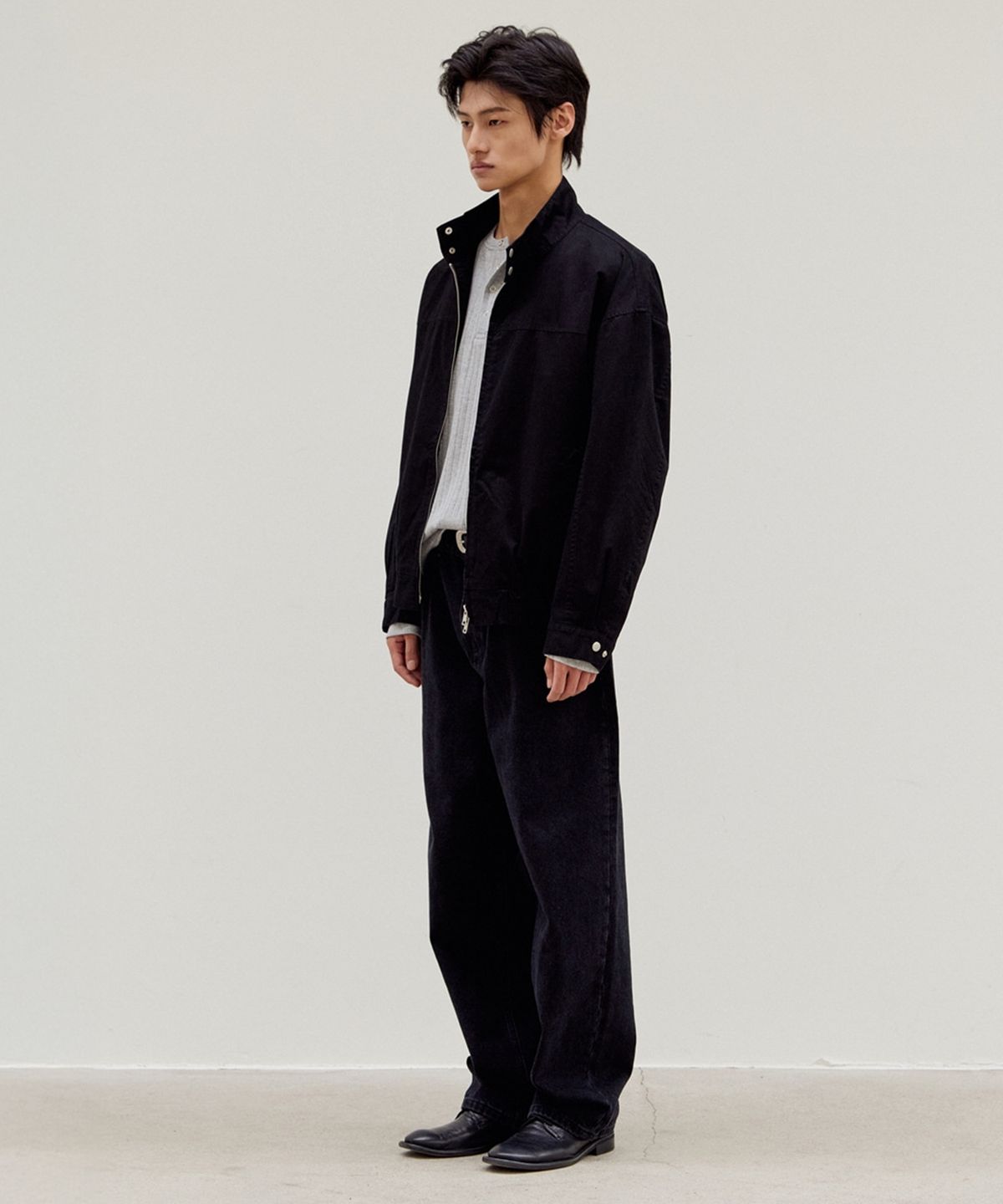 무드인사이드(MOOD INSIDE) 워시드 해링턴 자켓_Black