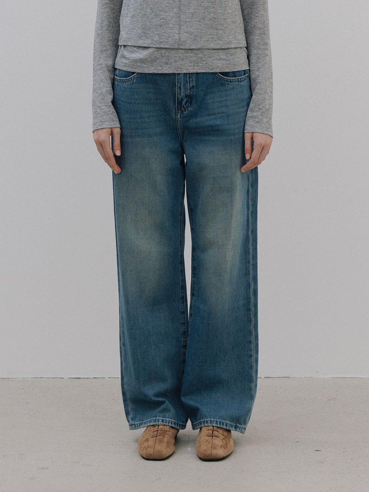 헌치(HUNCH) Non-Faded Indigo Curved Denim