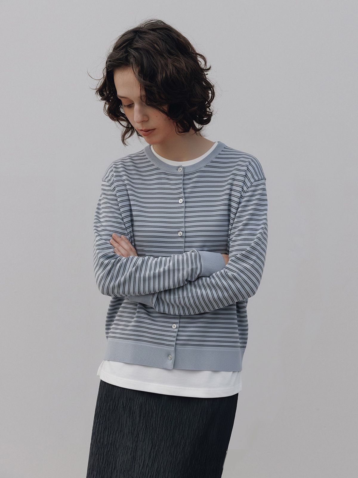 헌치(HUNCH) Classic Striped Knit Cardigan (2color)