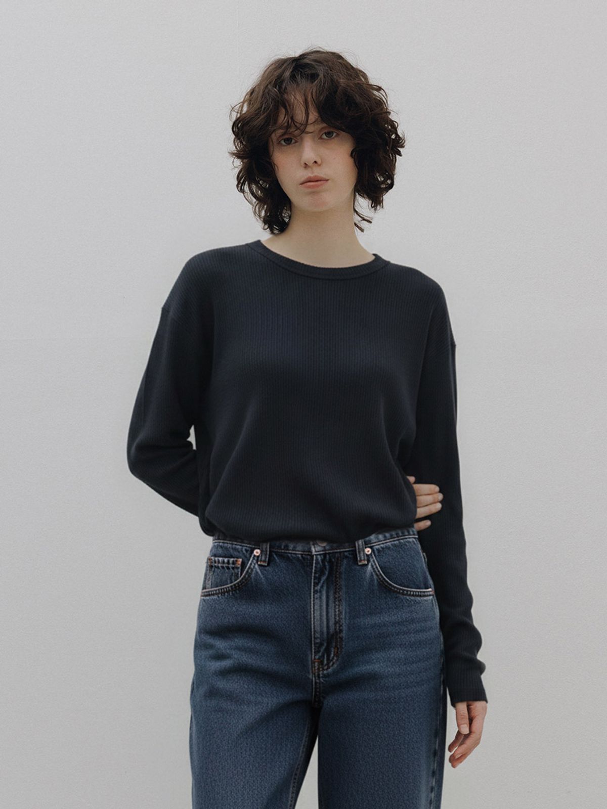 헌치(HUNCH) Ribbed Round Classic Tee (4color)