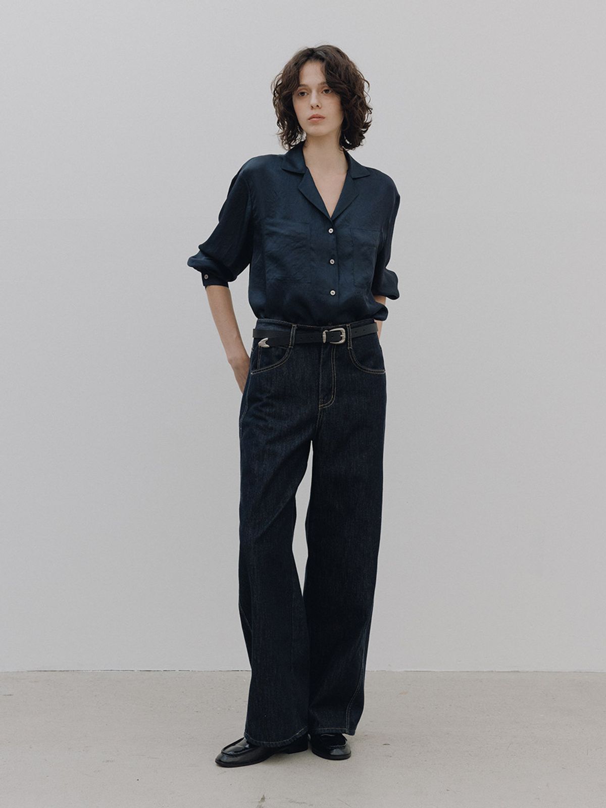 헌치(HUNCH) Loose-Fit Open Collar Shirt (2color)