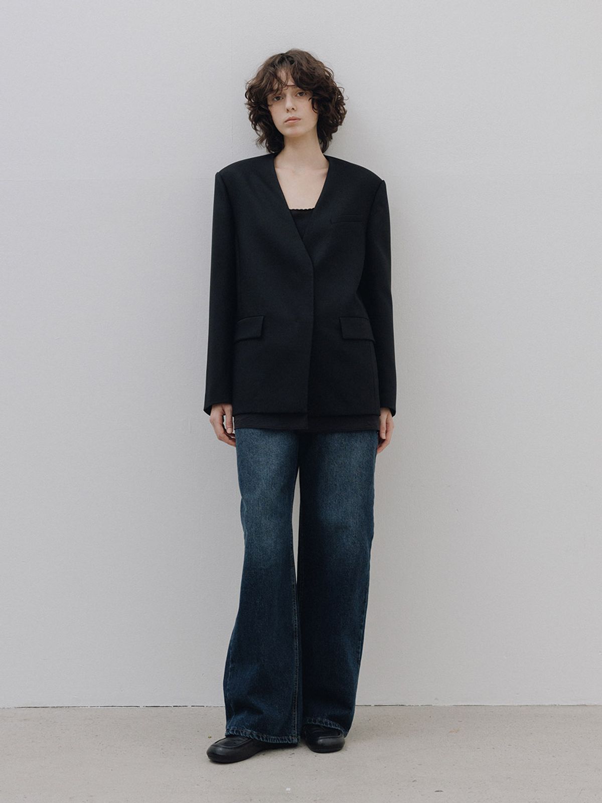 헌치(HUNCH) Sheer Layer No Collar Jacket