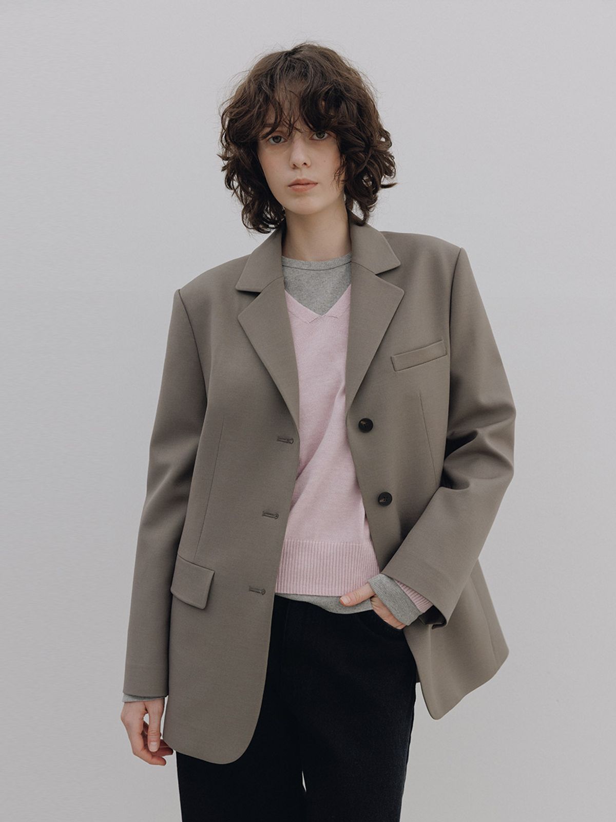 헌치(HUNCH) Oversized Back-Tie Single Jacket (2color)