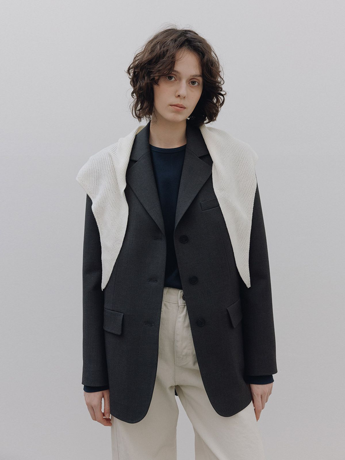 헌치(HUNCH) Oversized Back-Tie Single Jacket (2color)