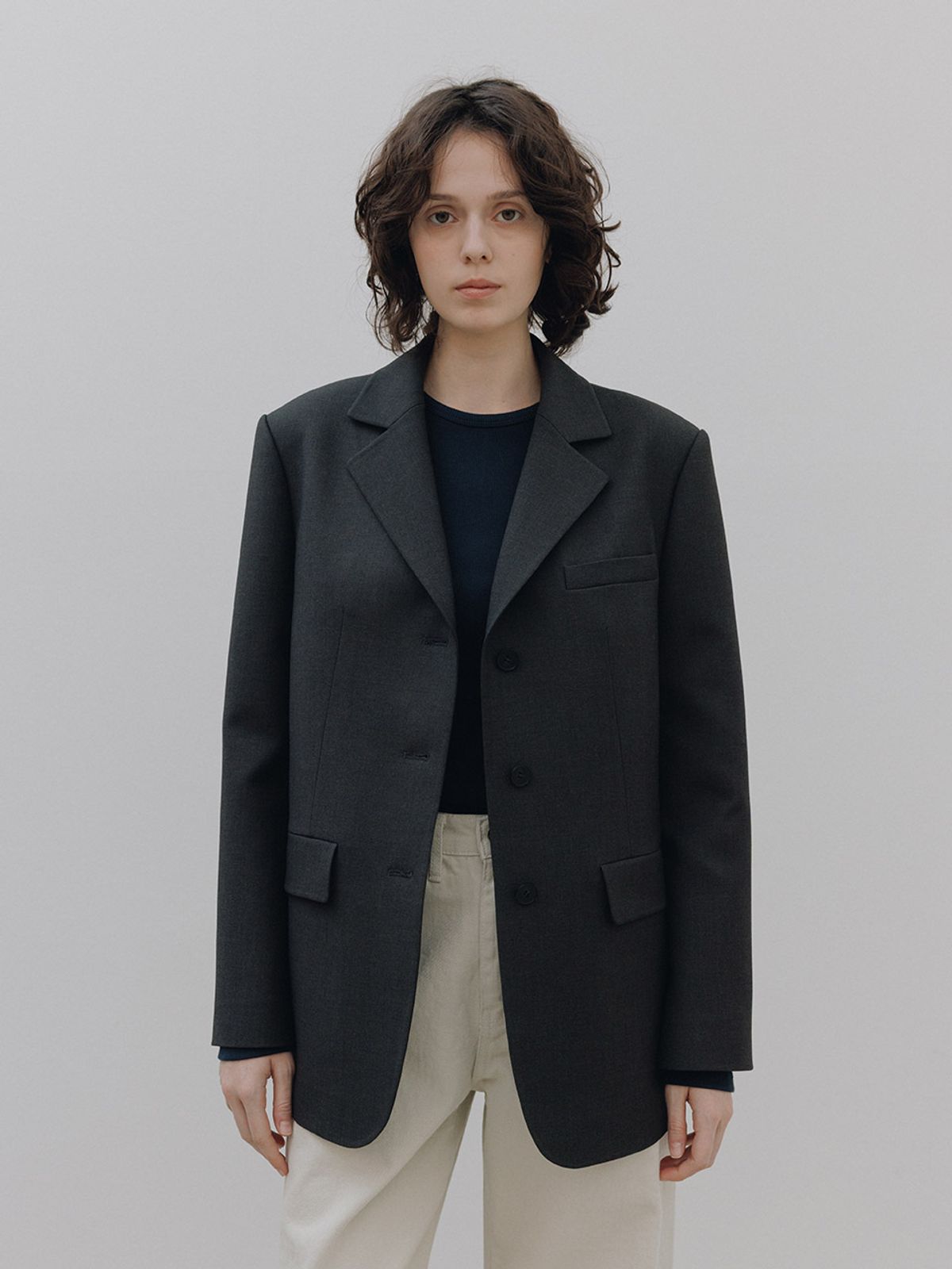 헌치(HUNCH) Oversized Back-Tie Single Jacket (2color)