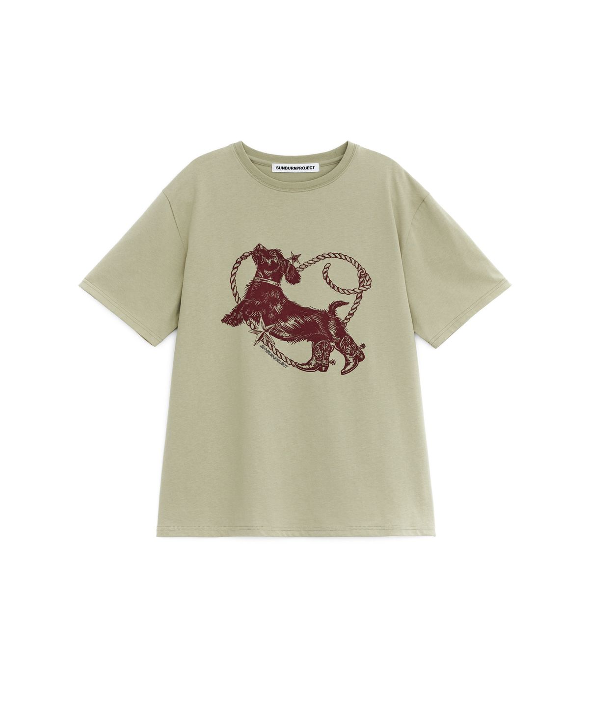 썬번프로젝트(SUNBURNPROJECT) HEART DOG OVERFIT T-SHIRT, KHAKI