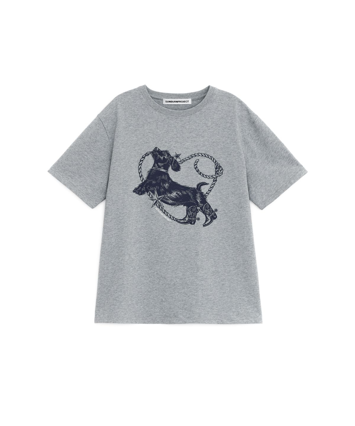썬번프로젝트(SUNBURNPROJECT) HEART DOG OVERFIT T-SHIRT, MELANGE GRAY