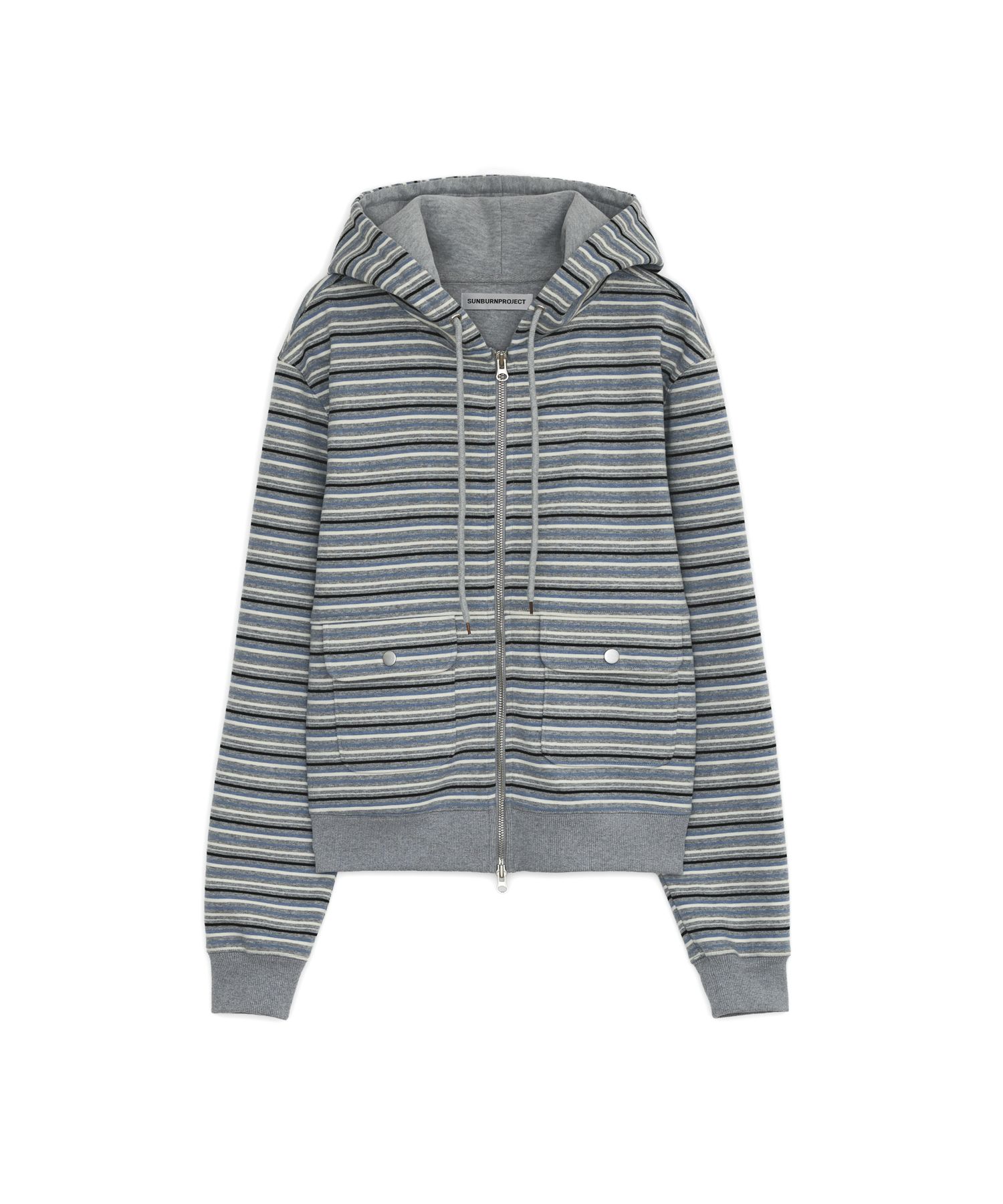MUSINSA | SUNBURNPROJECT STRIPE FLAP POCKET HOODIE ZIP-UP, GRAY