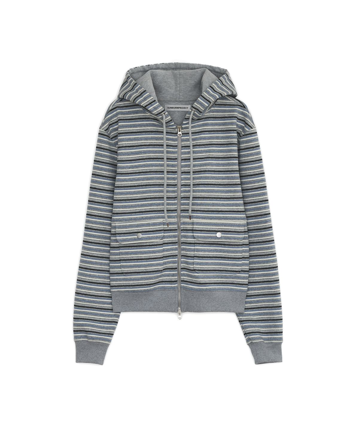 썬번프로젝트(SUNBURNPROJECT) STRIPE FLAP POCKET HOODIE ZIP-UP, GRAY