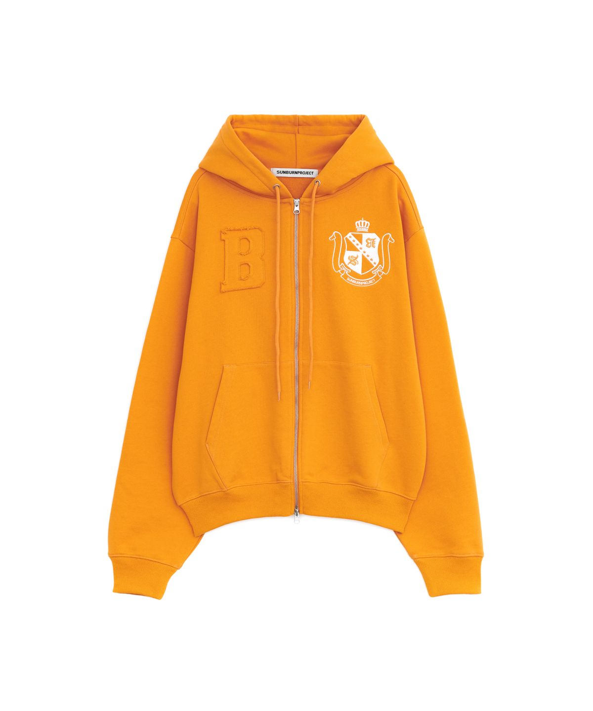 썬번프로젝트(SUNBURNPROJECT) B LOGO PATCH HOODIE ZIP-UP, ORANGE
