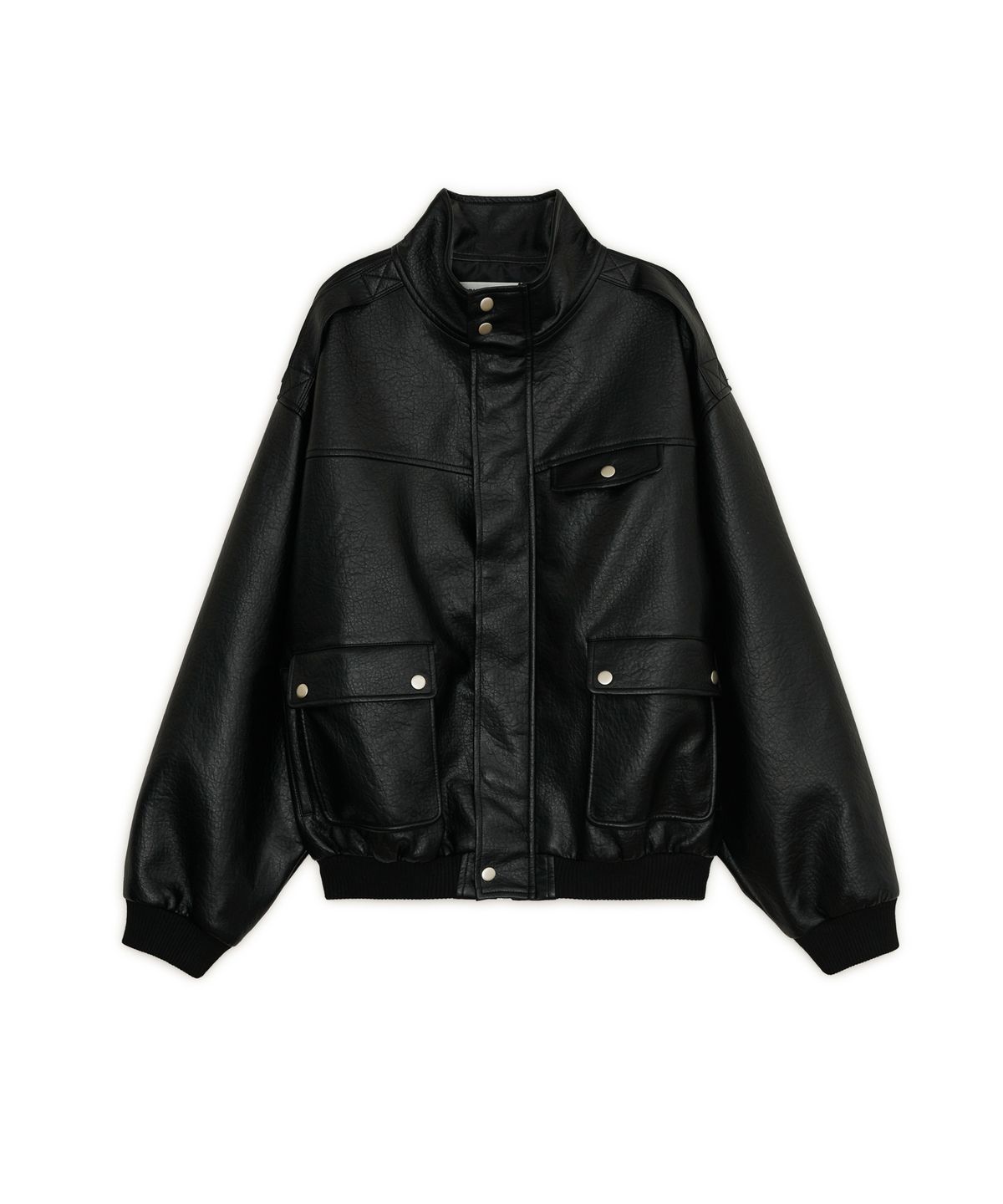 썬번프로젝트(SUNBURNPROJECT) FAUX LEATHER HIGH NECK JUMPER, BLACK