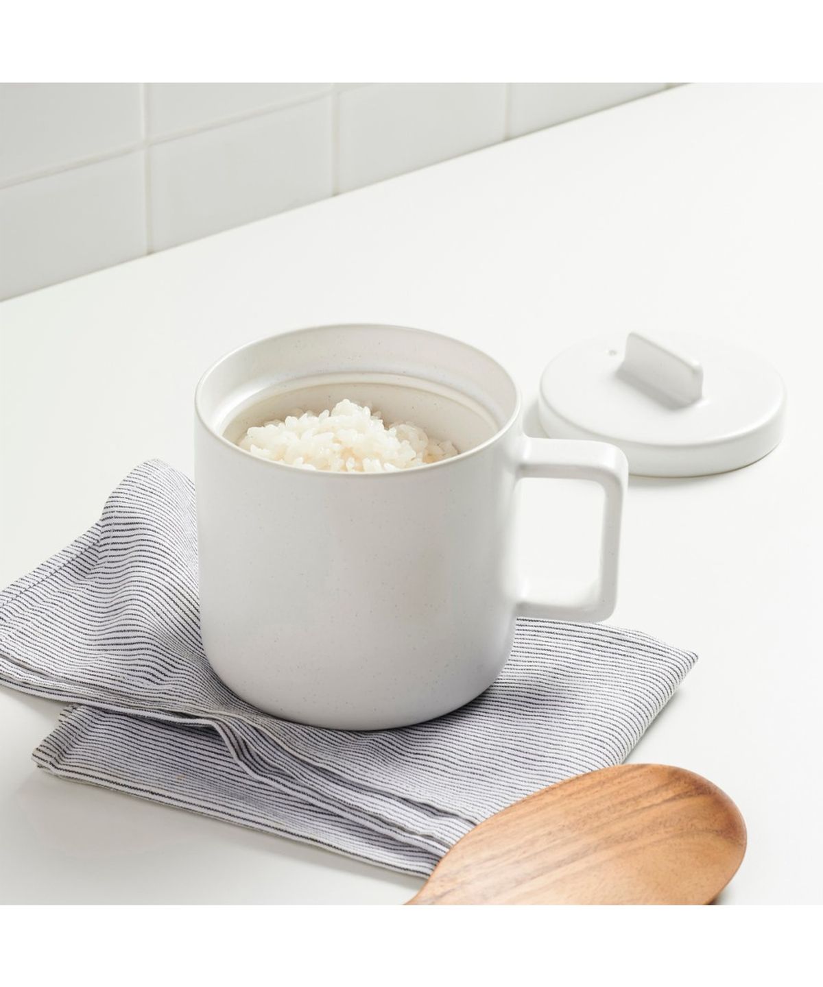 자주(JAJU) 전자레인지용 1인 도자기 밥솥_650ml_화이트
