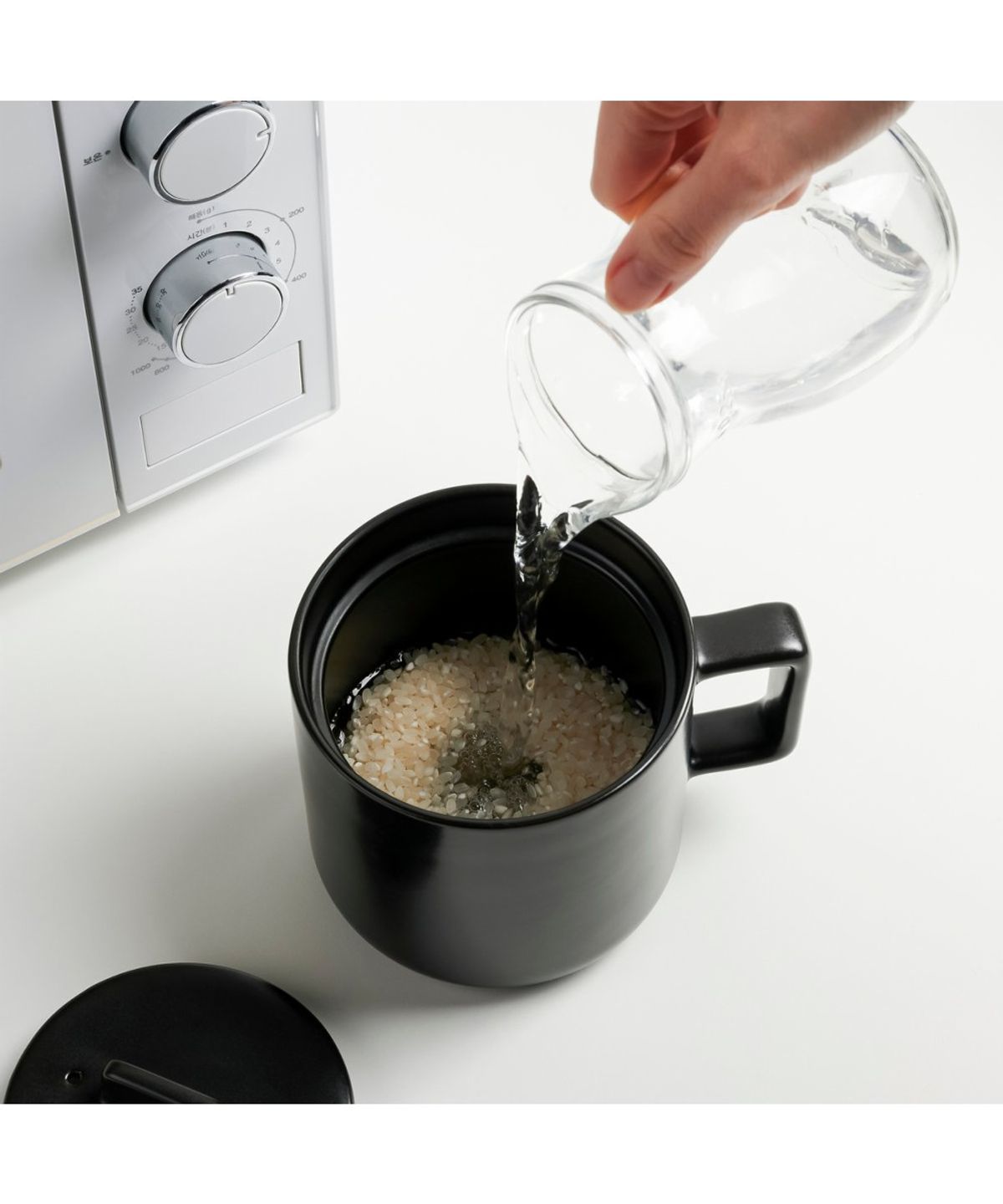 자주(JAJU) 전자레인지용 1인 도자기 밥솥_650ml_블랙