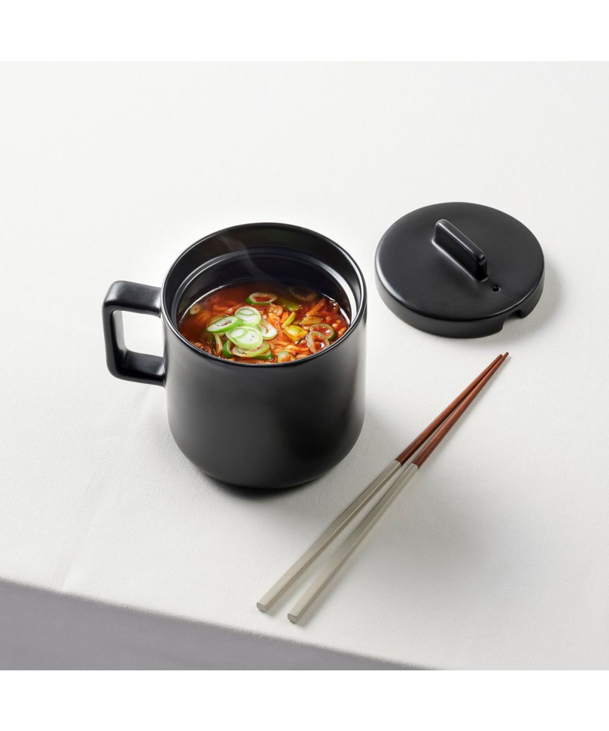자주(JAJU) 전자레인지용 1인 도자기 밥솥_650ml_블랙