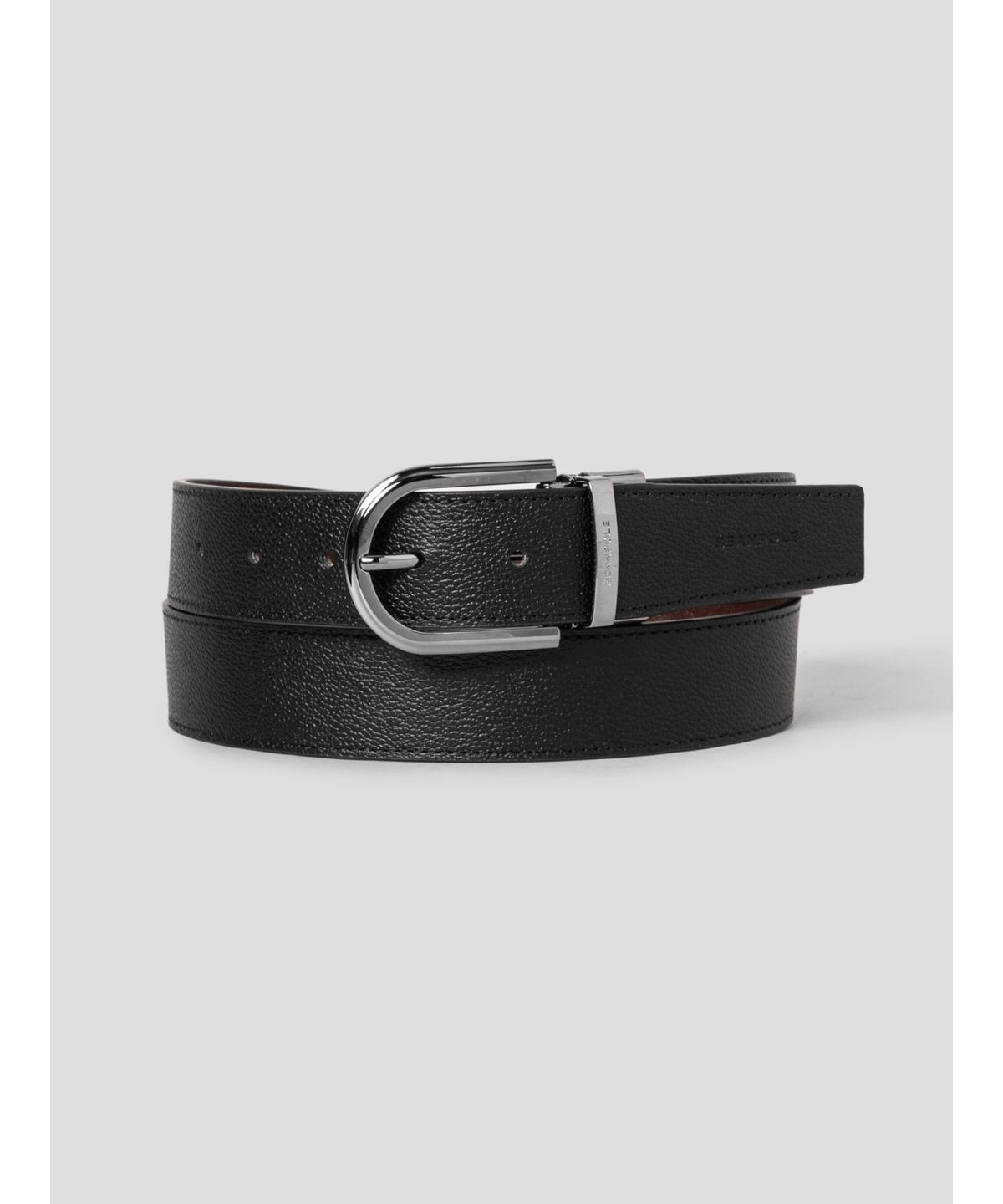 빈폴 액세서리(BEANPOLE ACCESSORY) 리버시블 라운드 유광 버클 벨트  블랙