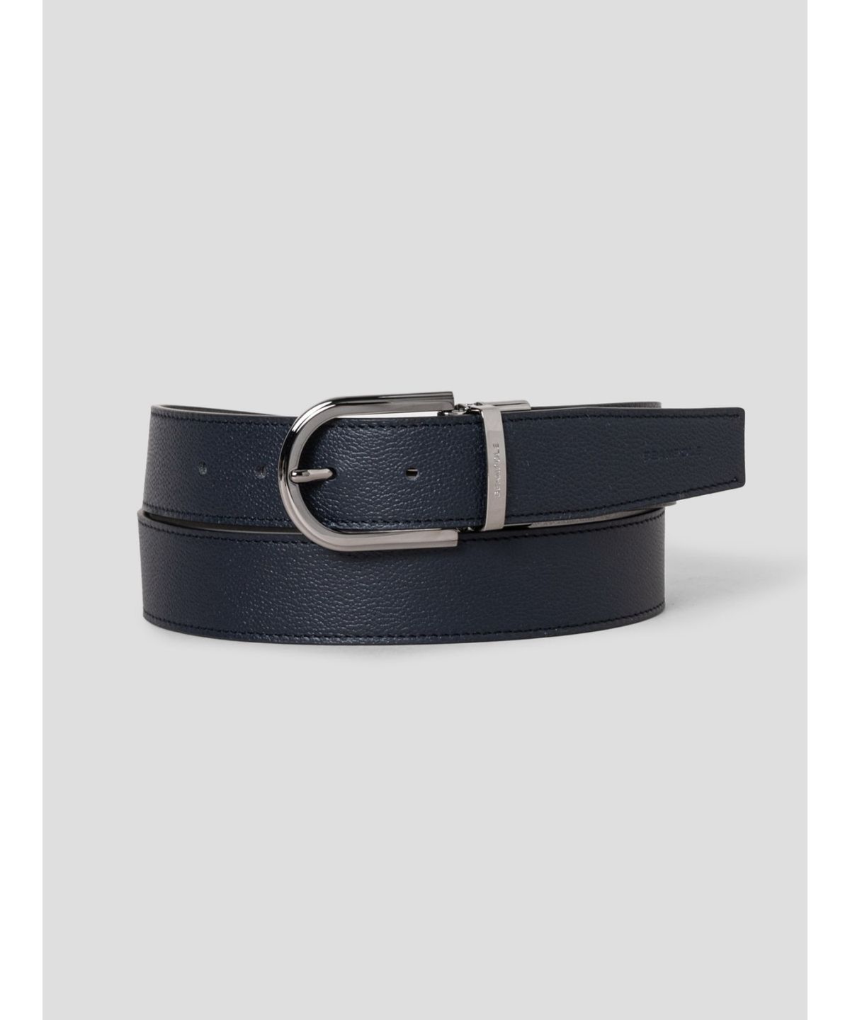 빈폴 액세서리(BEANPOLE ACCESSORY) 리버시블 라운드 유광 버클 벨트  네이비